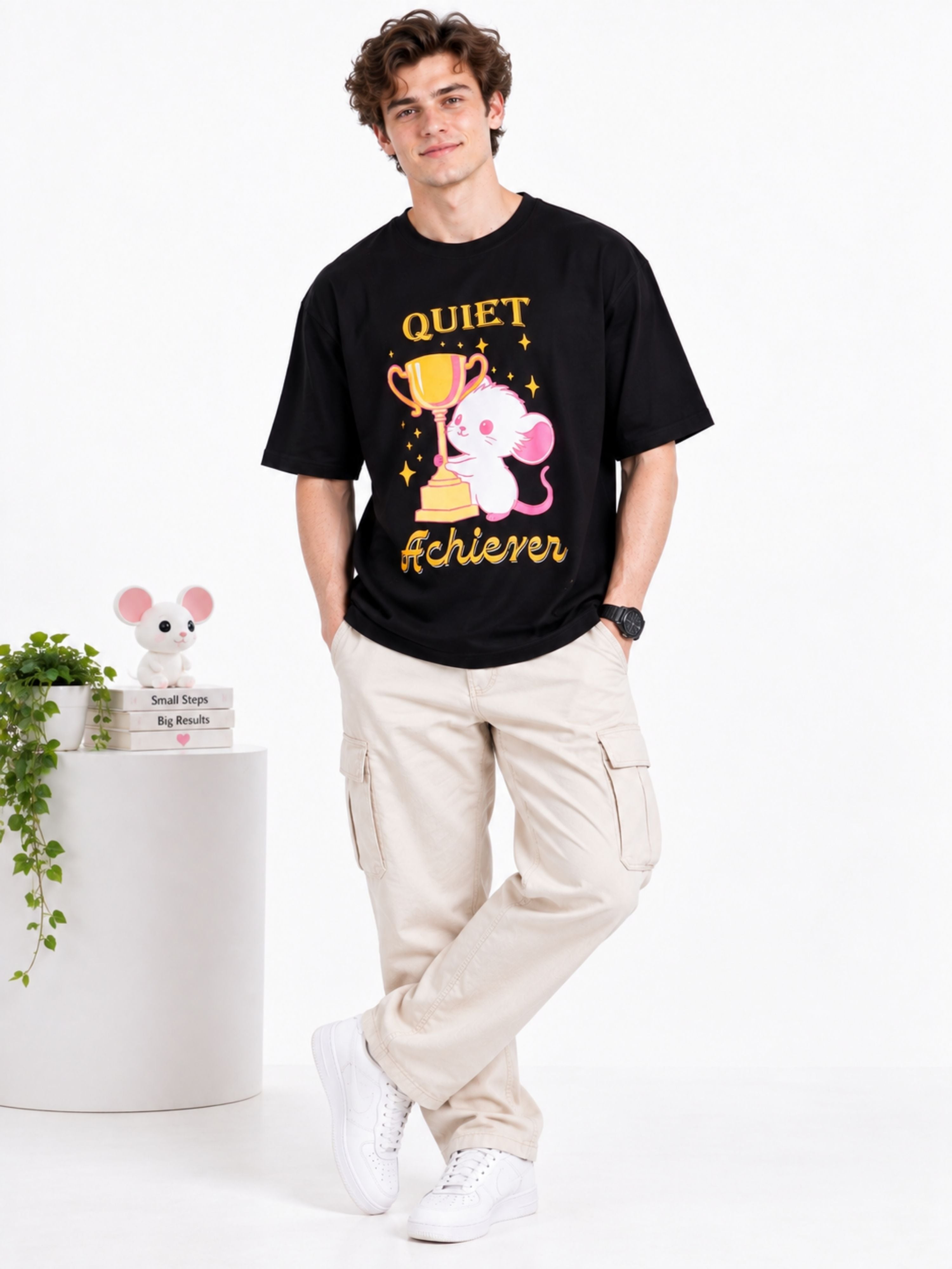 Quiet Achiever | Mouse Animal Archetype Oversized T-Shirt For Men
