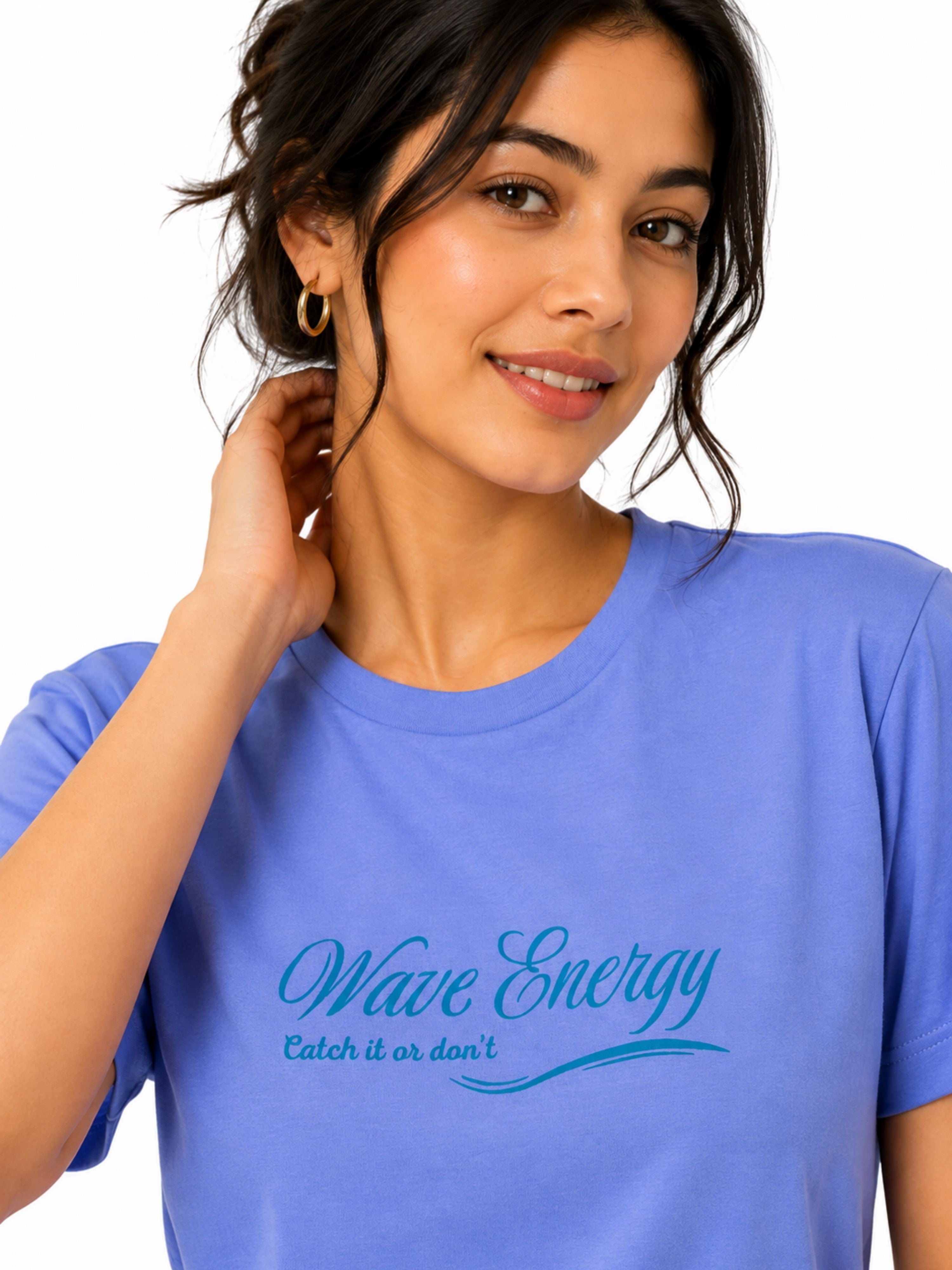 Lavender Blue Cotton T-Shirt for Women | Regular Fit Vibe Tee