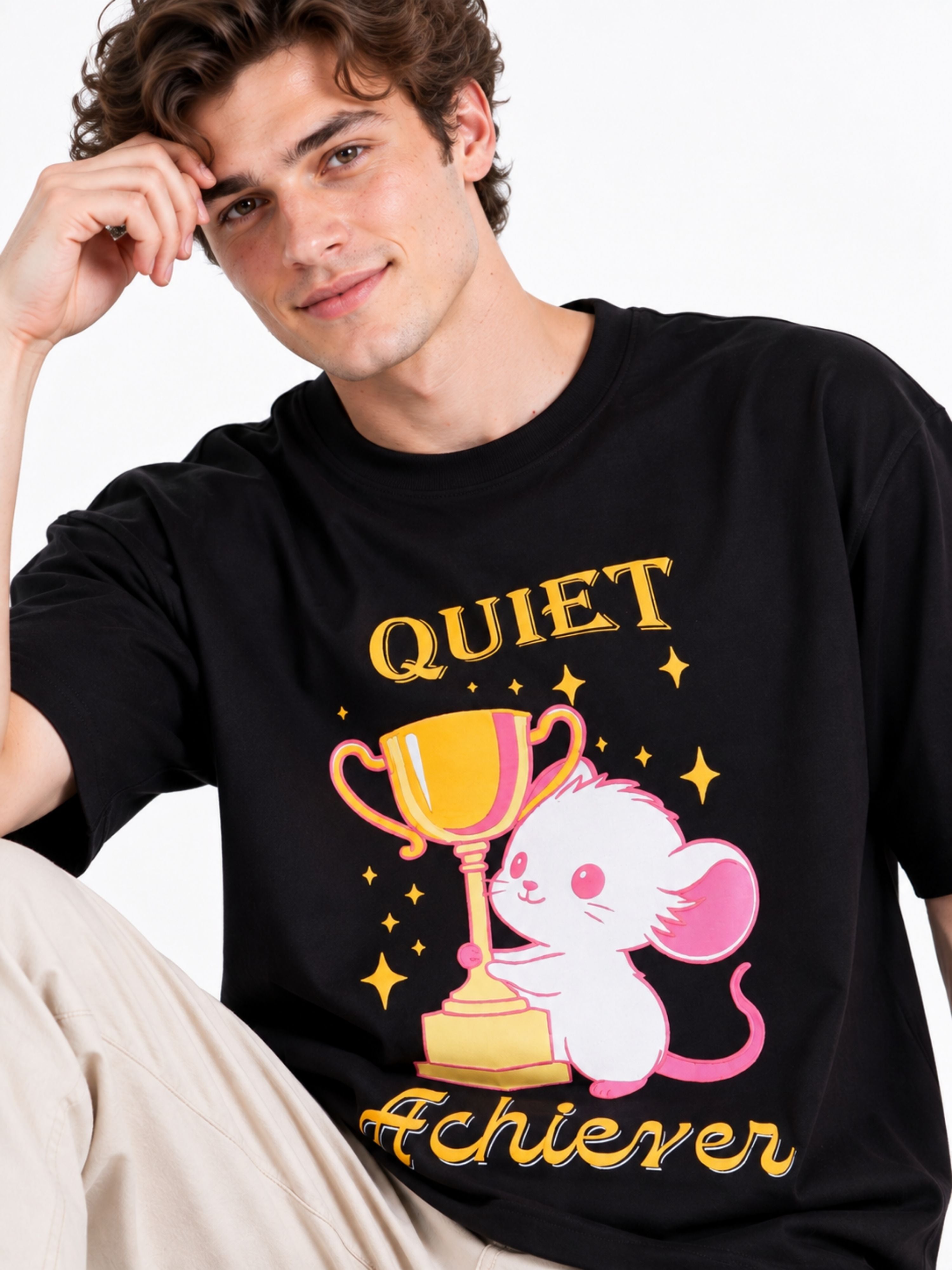 Quiet Achiever | Mouse Animal Archetype Oversized T-Shirt For Men