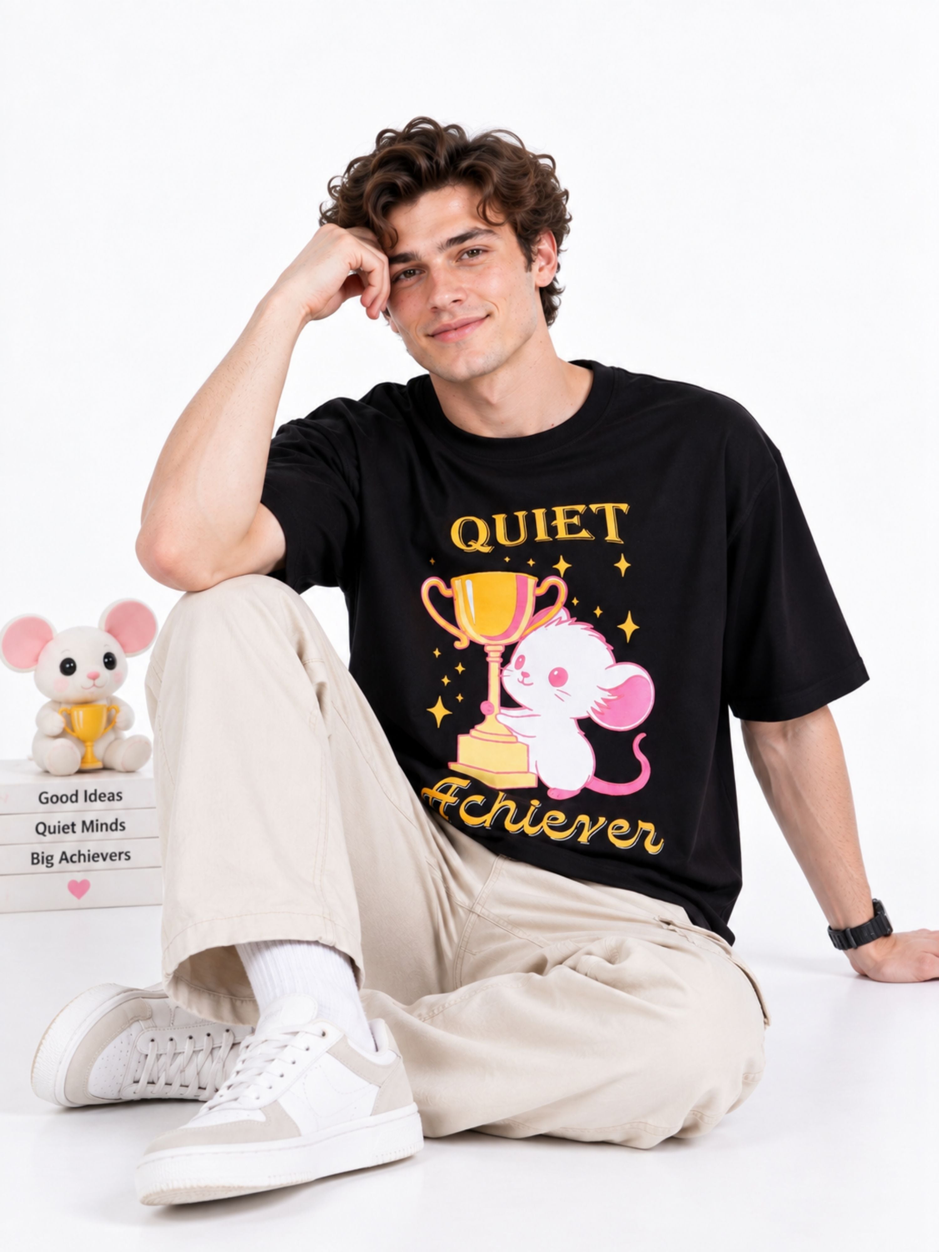 Quiet Achiever | Mouse Animal Archetype Oversized T-Shirt For Men