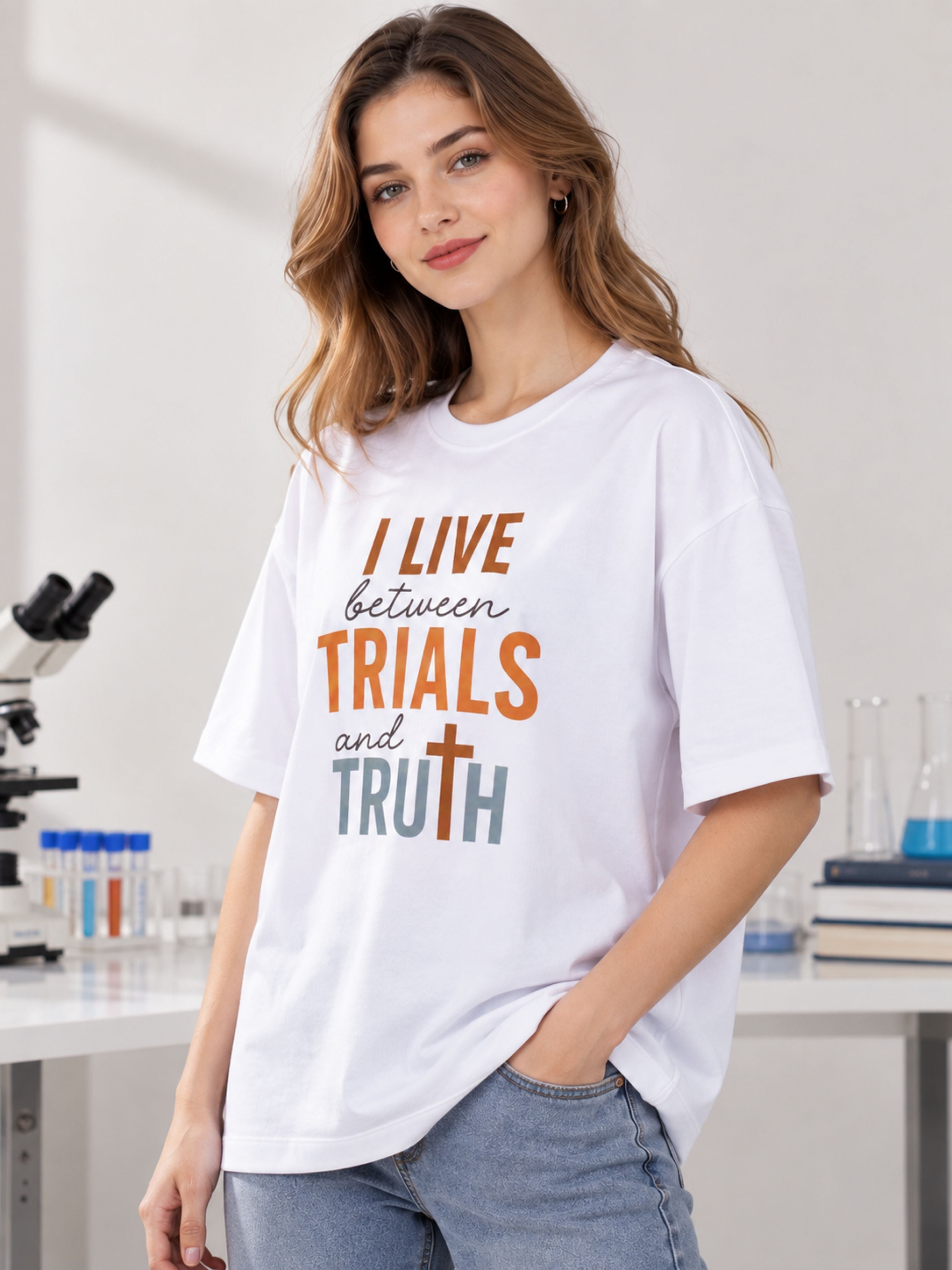 Medical Researcher | I Live Between Trials And Truths | Oversized Tshirt For Women