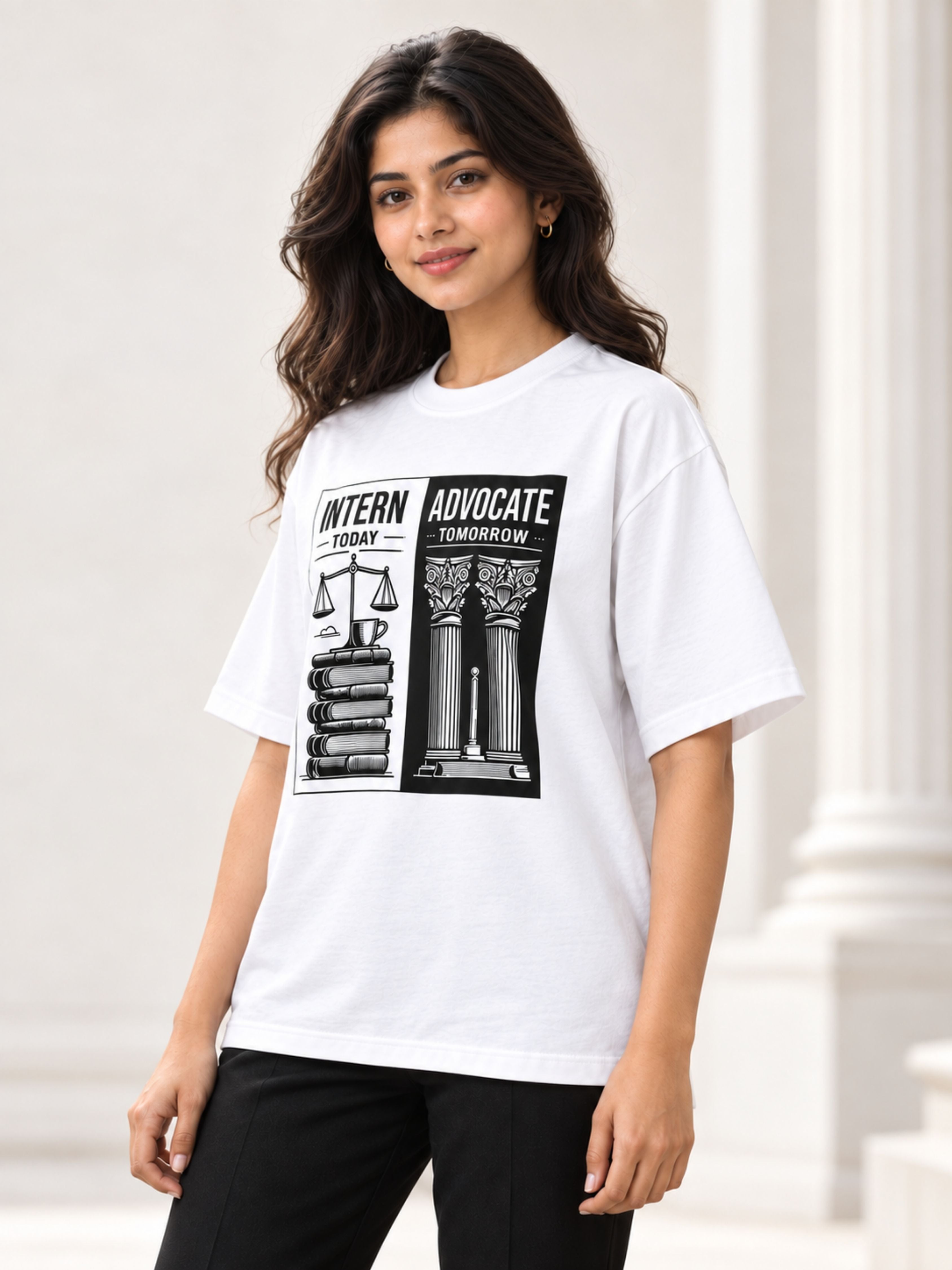 Judicial Intern | Intern Today. Advocate Tomorrow | Oversized Trendy T-Shirt For Women