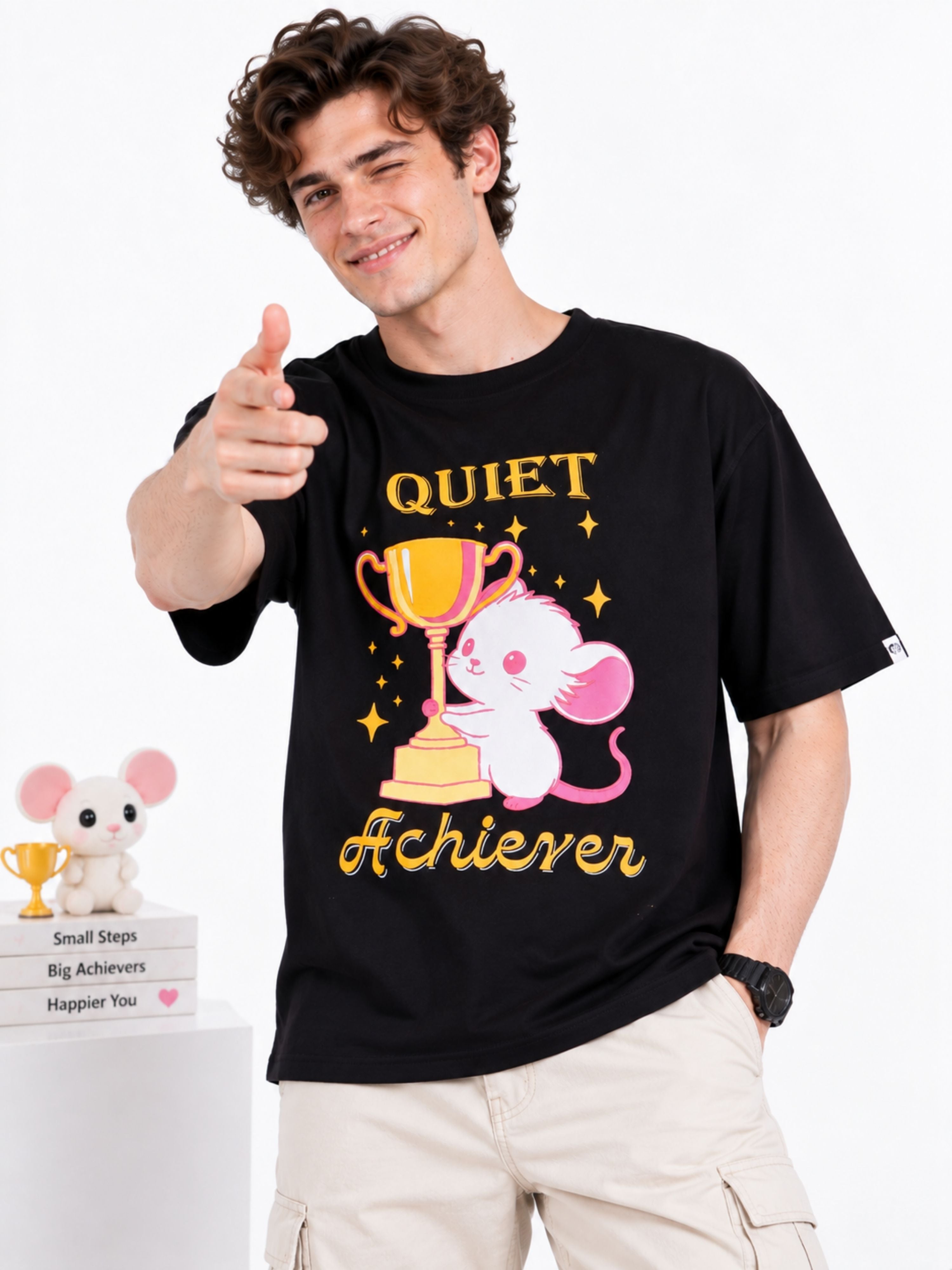 Quiet Achiever | Mouse Animal Archetype Oversized T-Shirt For Men