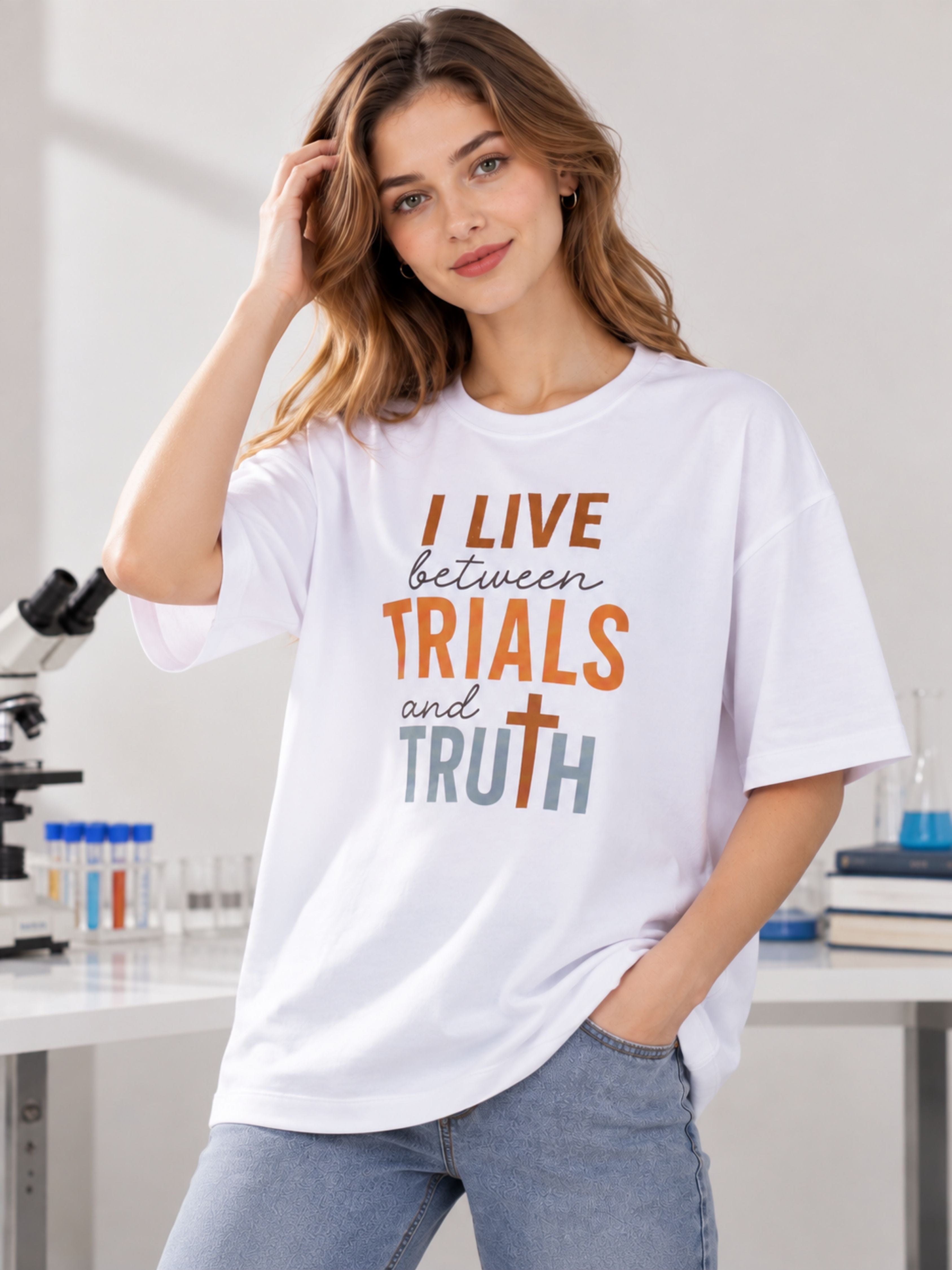 Medical Researcher | I Live Between Trials And Truths | Oversized Tshirt For Women