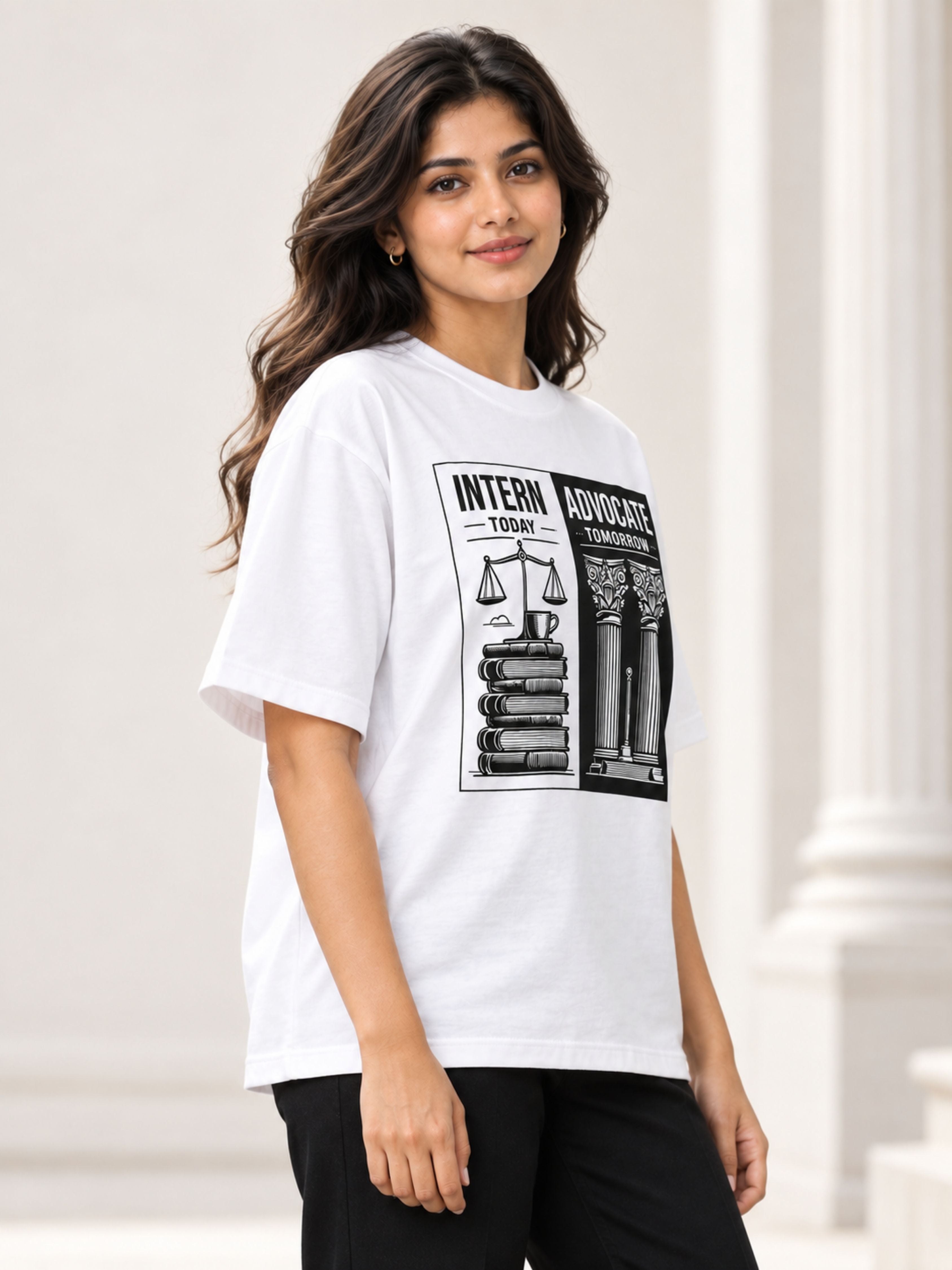 Judicial Intern | Intern Today. Advocate Tomorrow | Oversized Trendy T-Shirt For Women