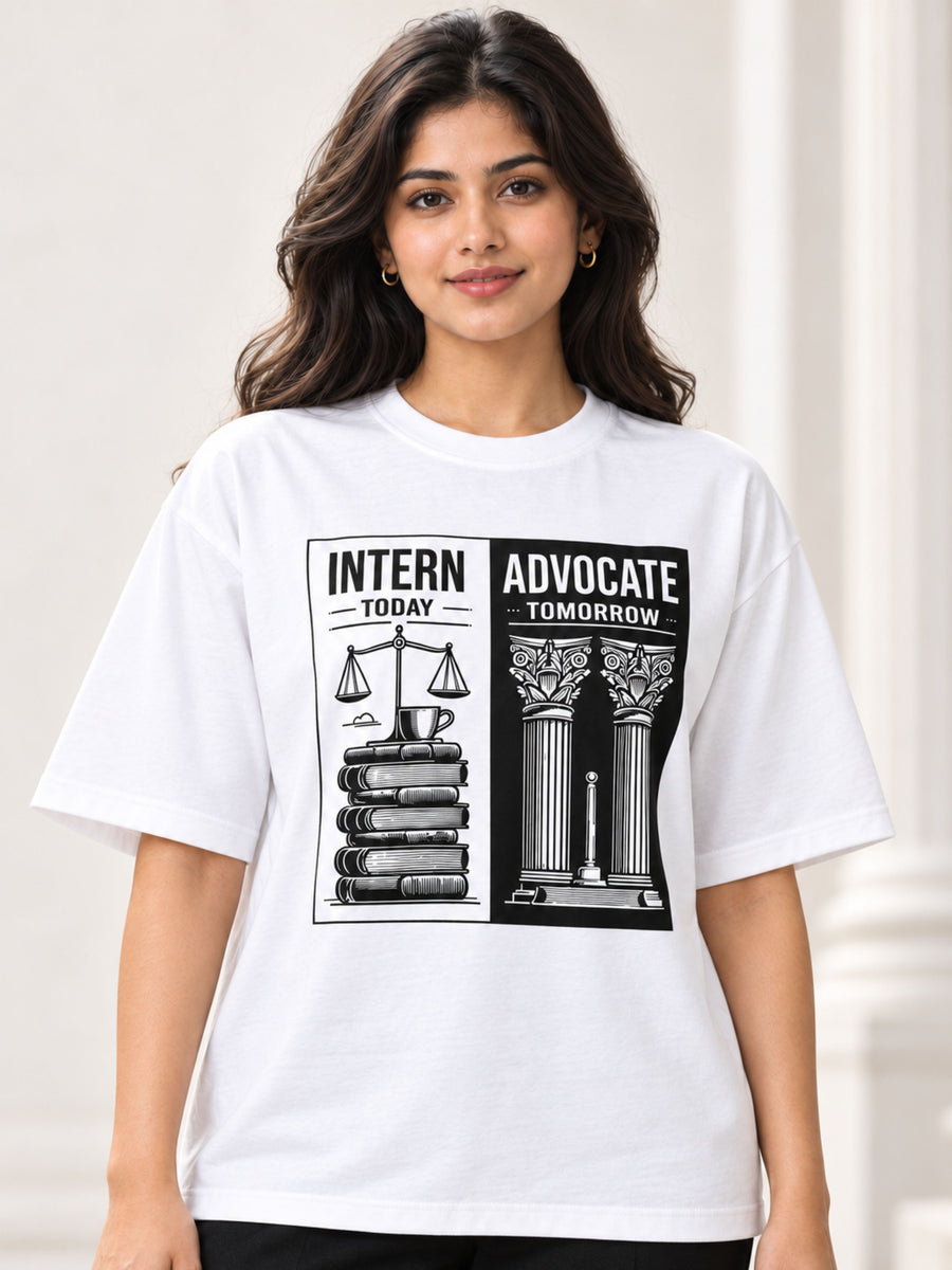 Judicial Intern | Intern Today. Advocate Tomorrow | Oversized Trendy T-Shirt For Women