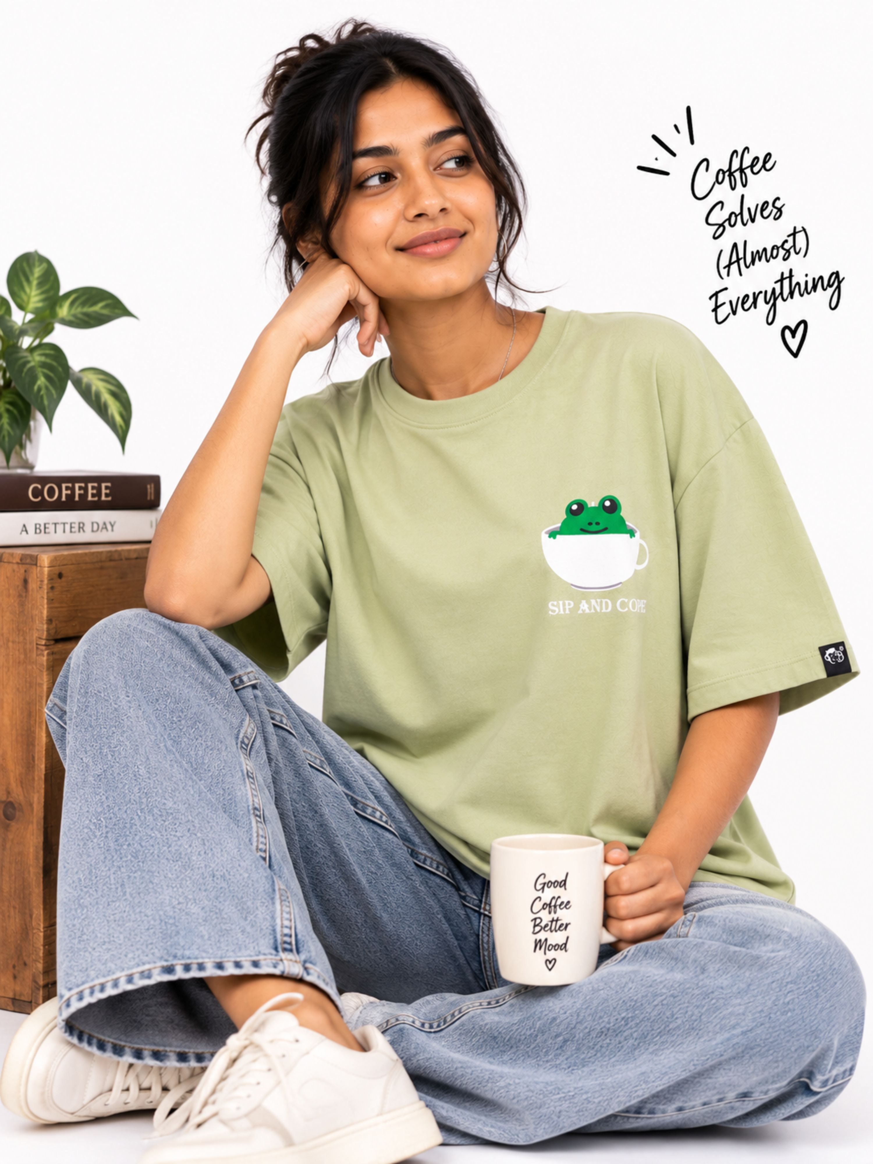 Coffee Lovers | SIP AND COPE | Oversized T-Shirt for Women
