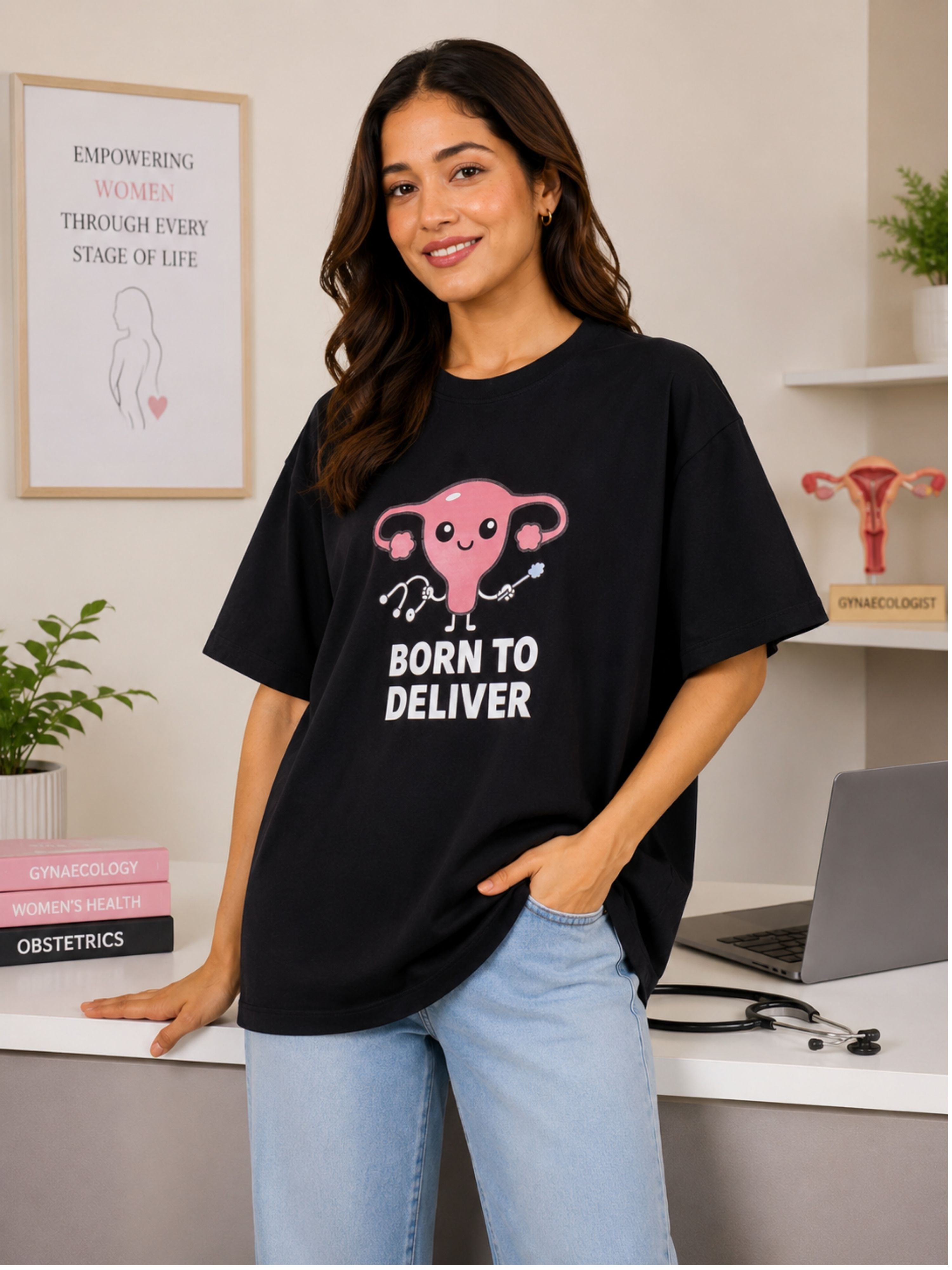 Gynaecologist | Born To Deliver | Oversized T-Shirt For Women