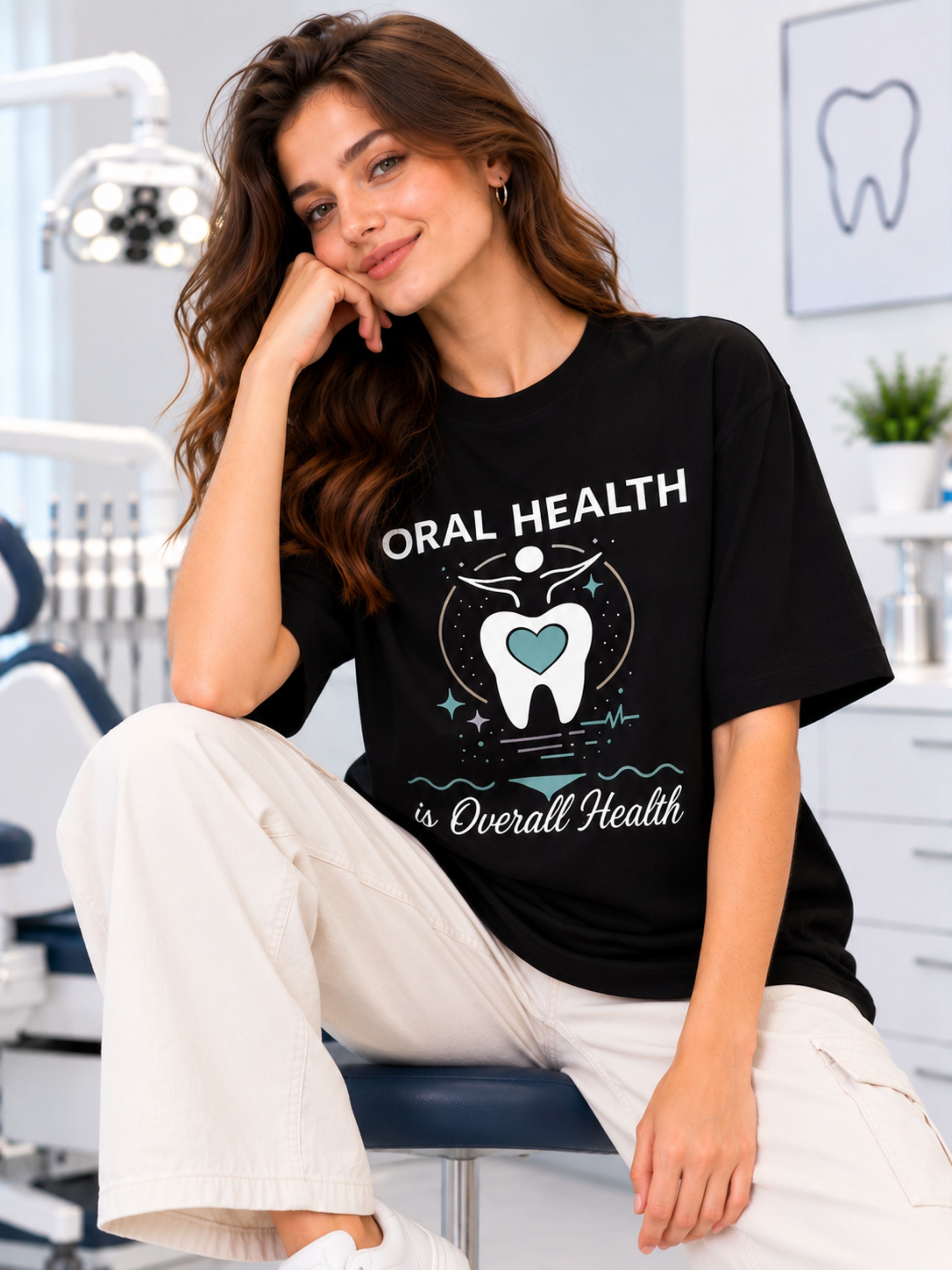 Dentist | Oral Health Is Overall Health | Oversized Funky Tshirt For Women