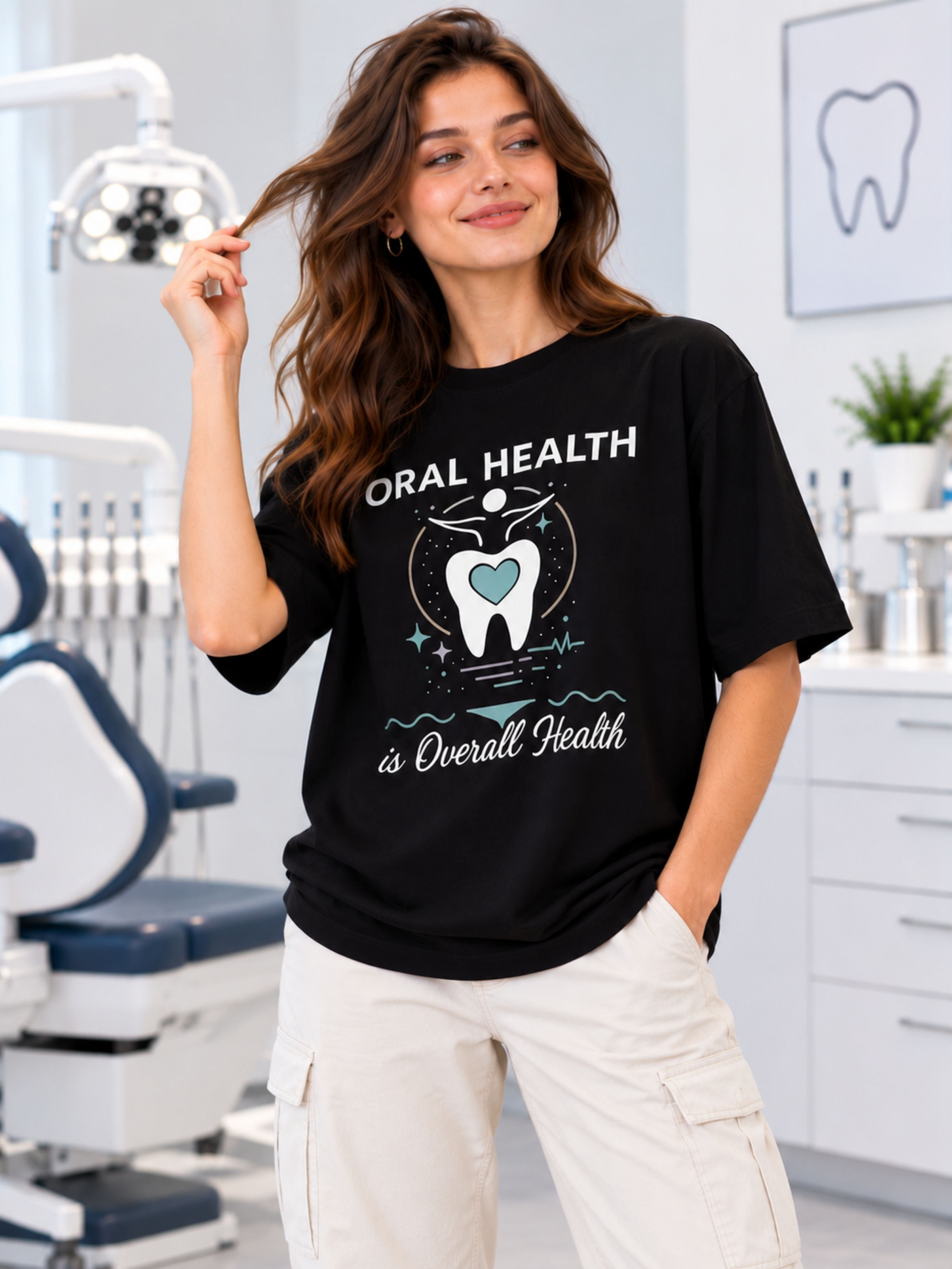 Dentist | Oral Health Is Overall Health | Oversized Funky Tshirt For Women