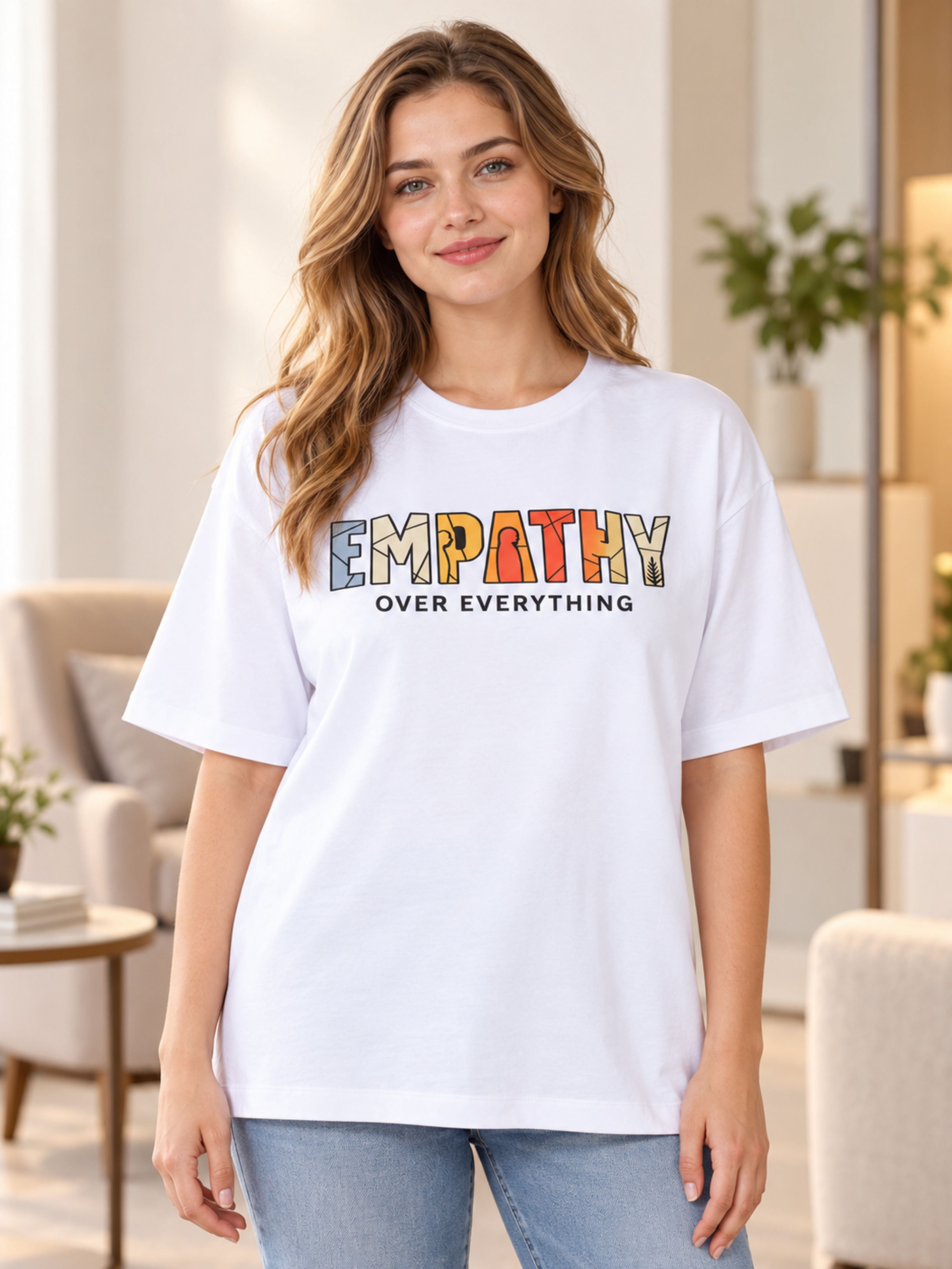Psychiatrist | Empathy Over Everything | Oversized Quote Tshirt For Women