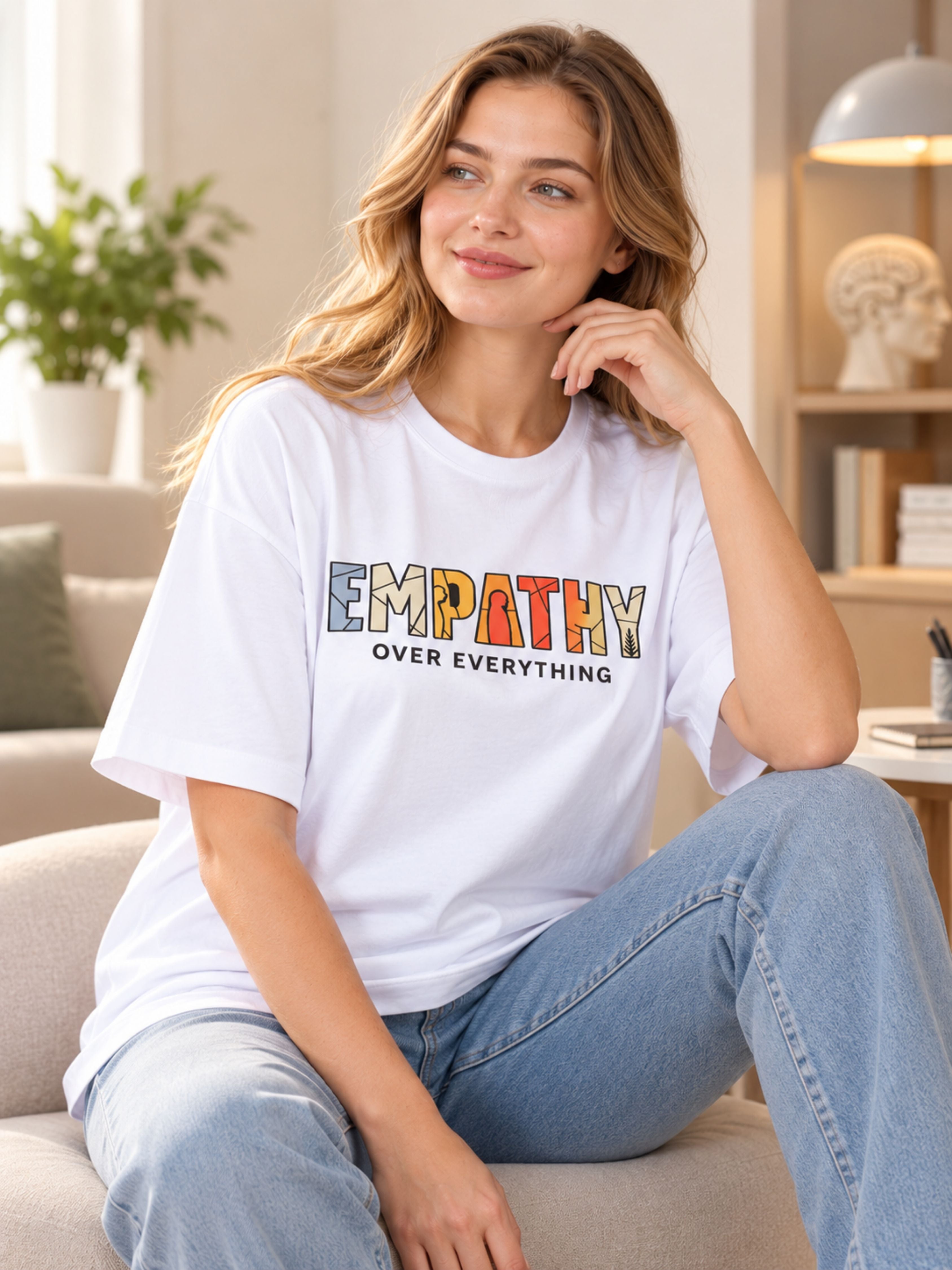 Psychiatrist | Empathy Over Everything | Oversized Quote Tshirt For Women