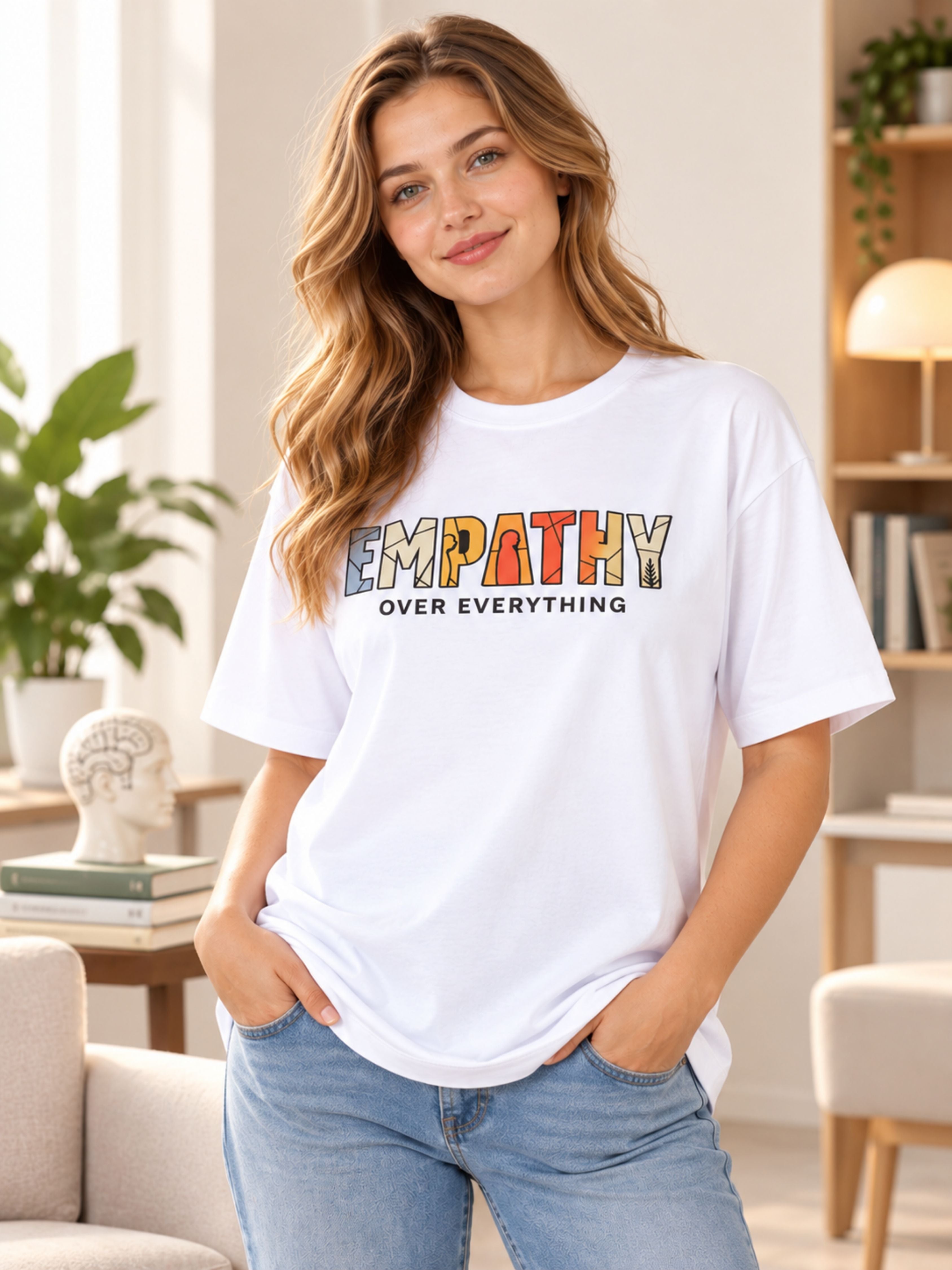 Psychiatrist | Empathy Over Everything | Oversized Quote Tshirt For Women