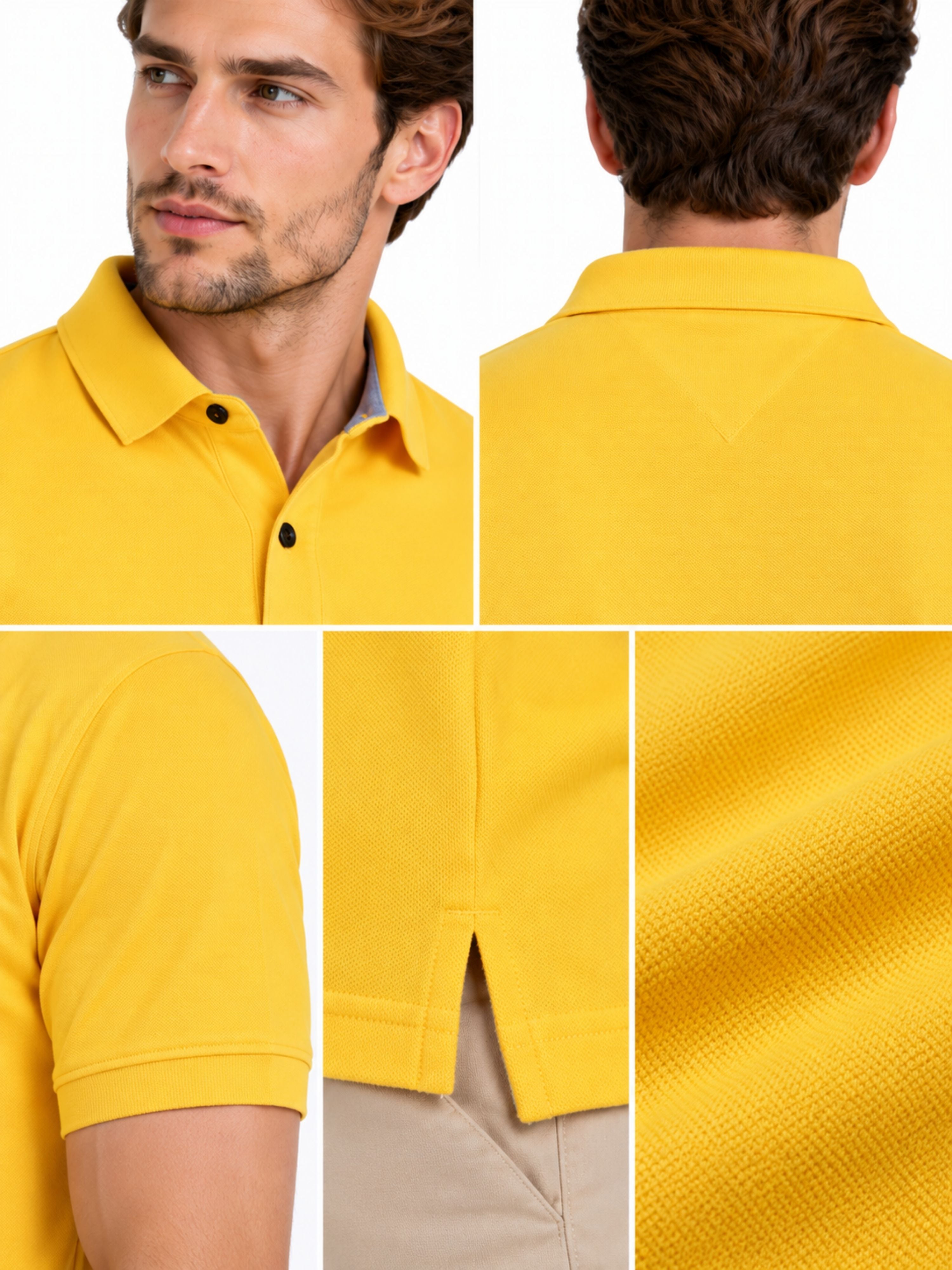 Premium Cotton Matty Polo T-Shirt for Men - Golden Sun Glow  | Regular Fit