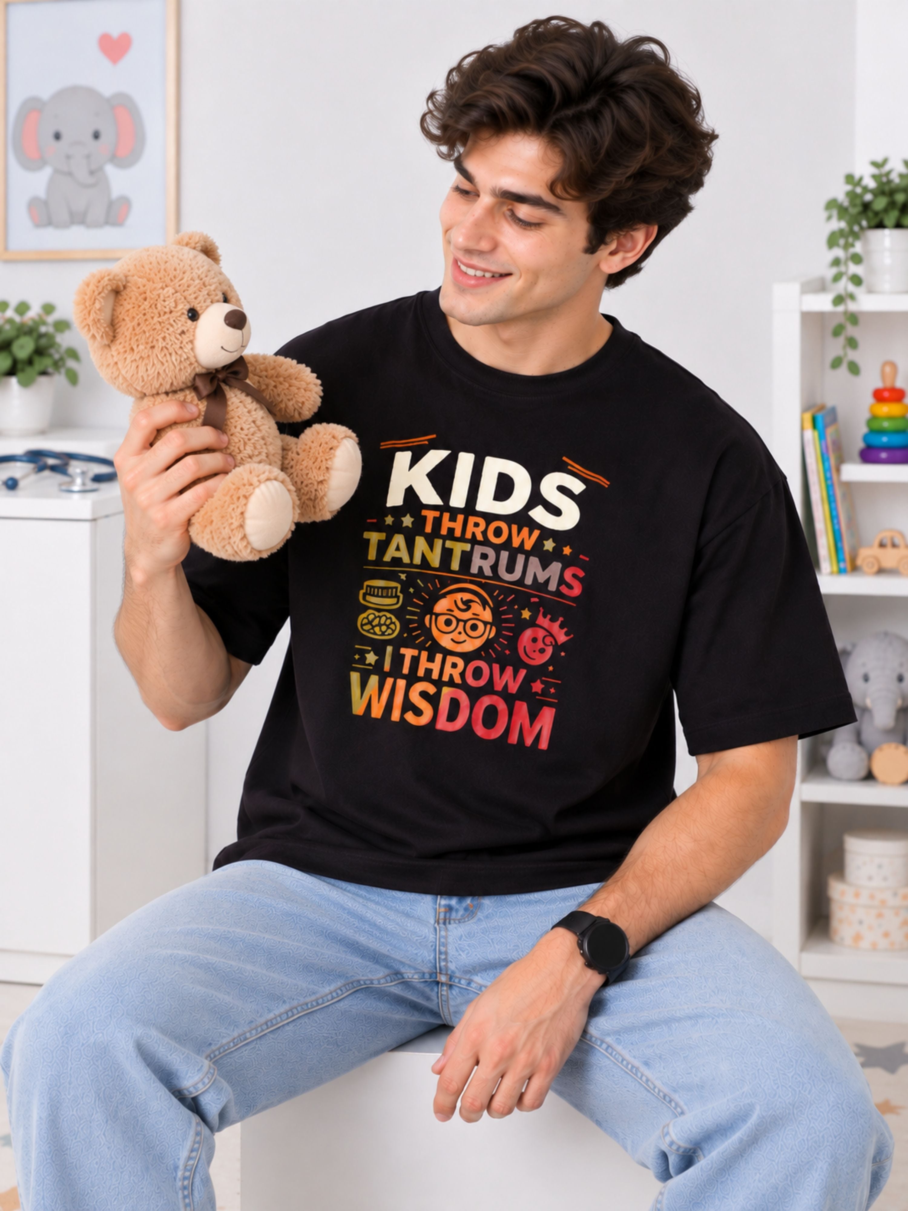 Paediatrician | Kids Throw Tantrums. I Throw Wisdom. | Oversized fit Tshirt