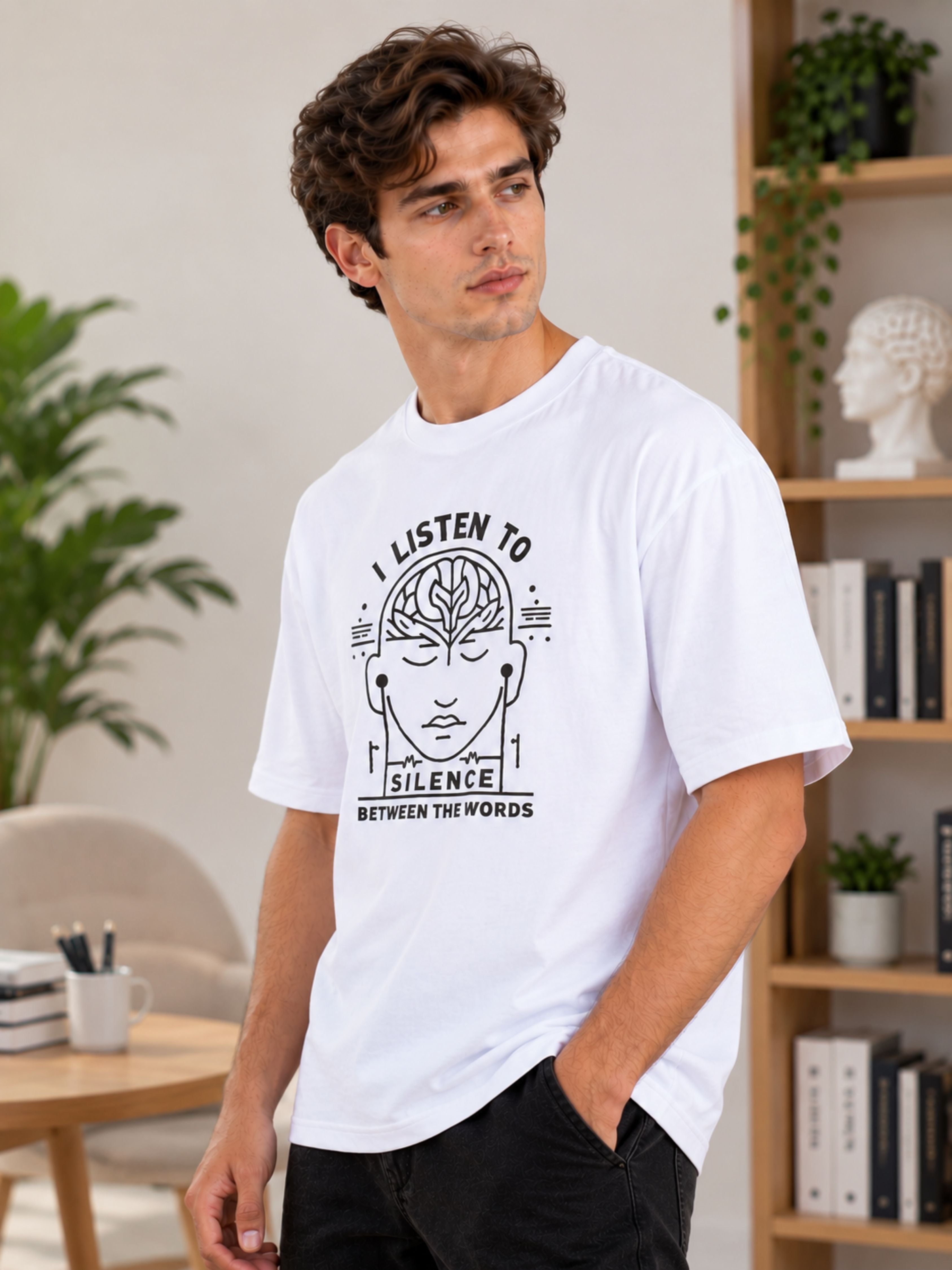 Psychiatrist | I Listen To Silence Between The Words | Oversized Tshirt For Men