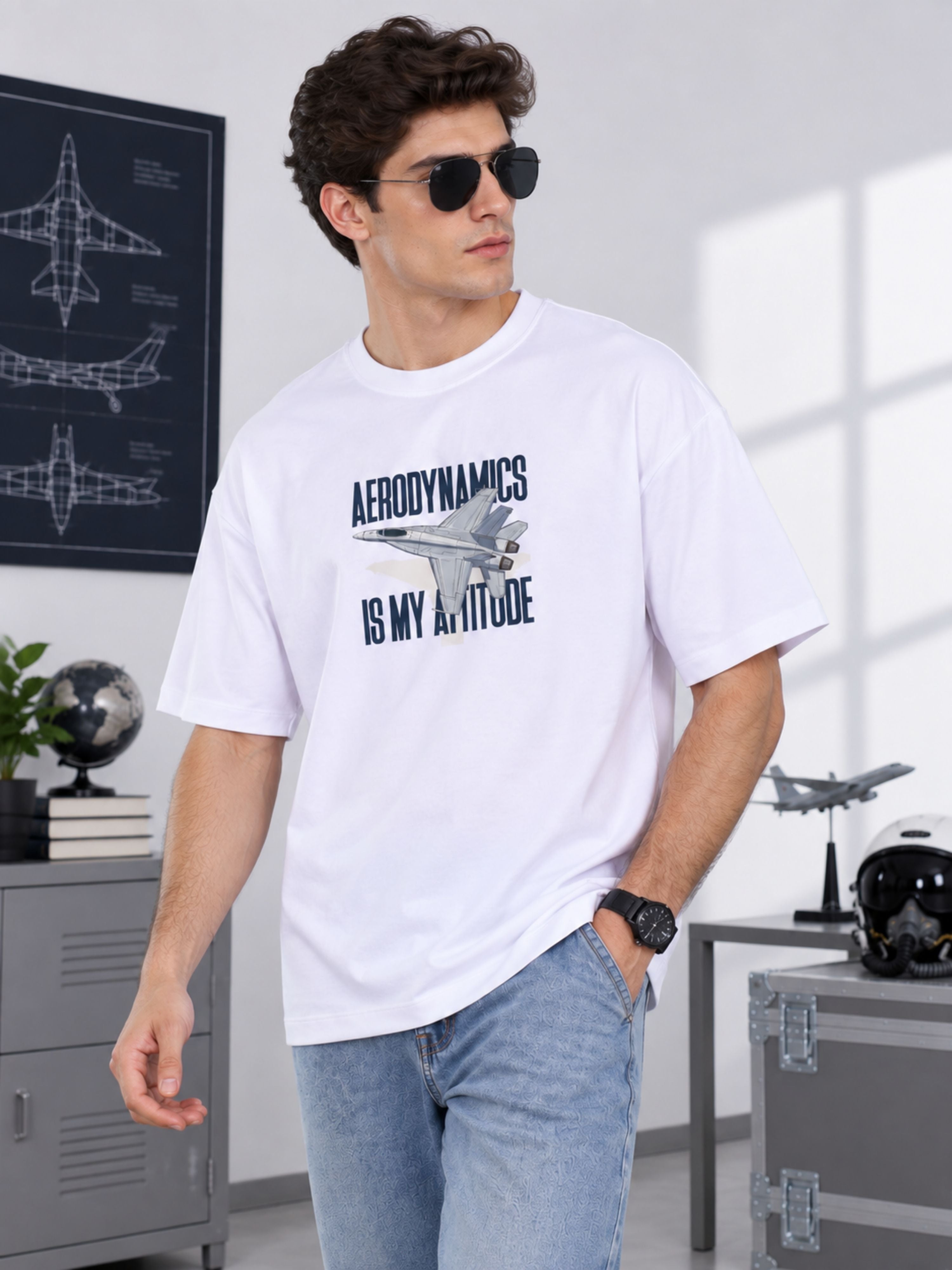 Aeronautical Engineer | Aerodynamics Is My Attitude | Oversized Quote T Shirt for Men