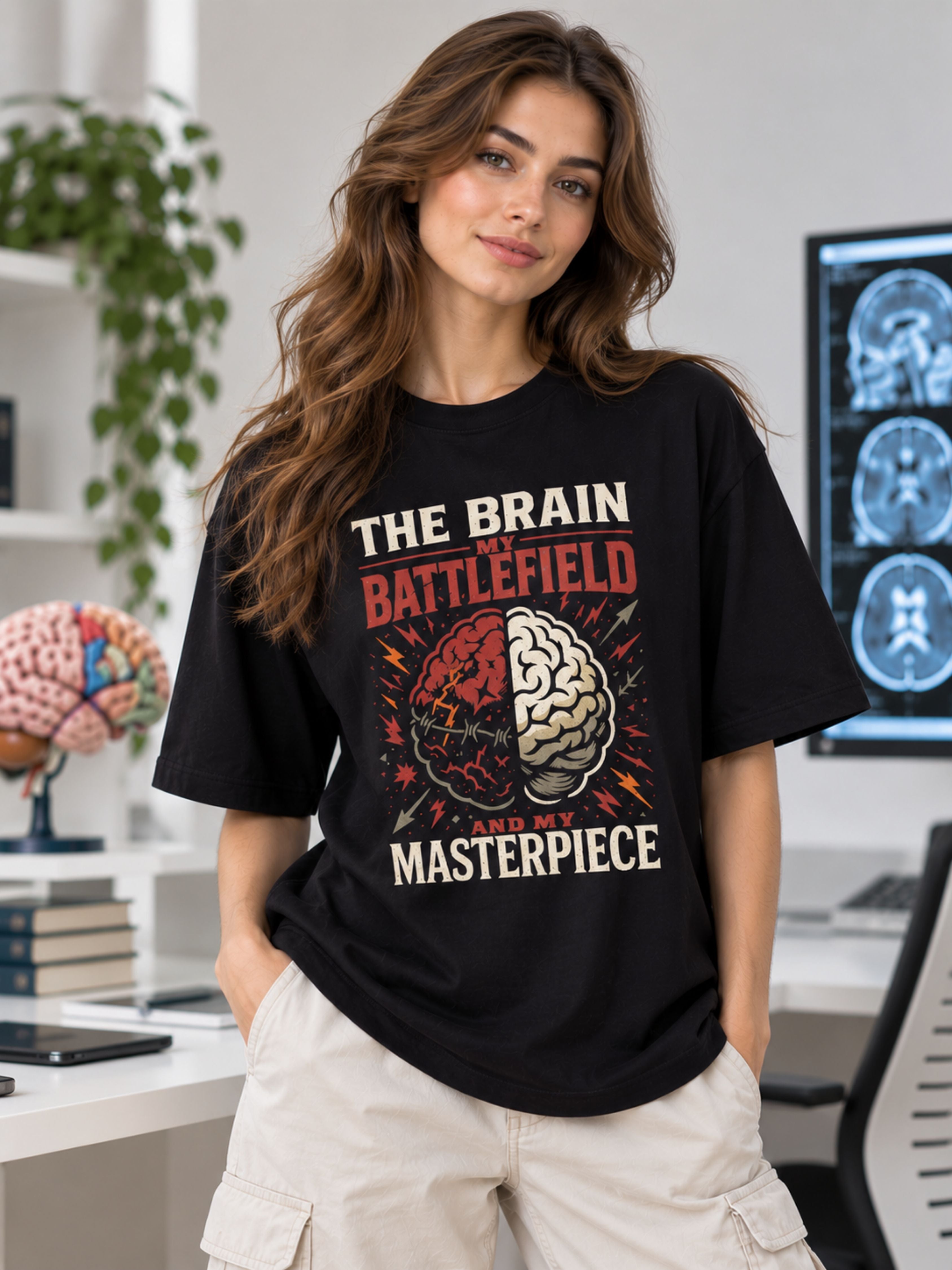 Neurologist | The Brain - My Battlefield and My Masterpiece. | Oversized fit Tshirt