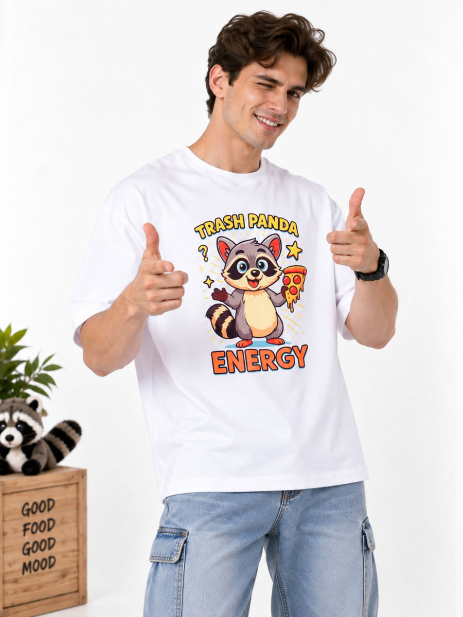 Trash Panda Energy | Raccoon Animal Archetype Oversized T-Shirt For Men