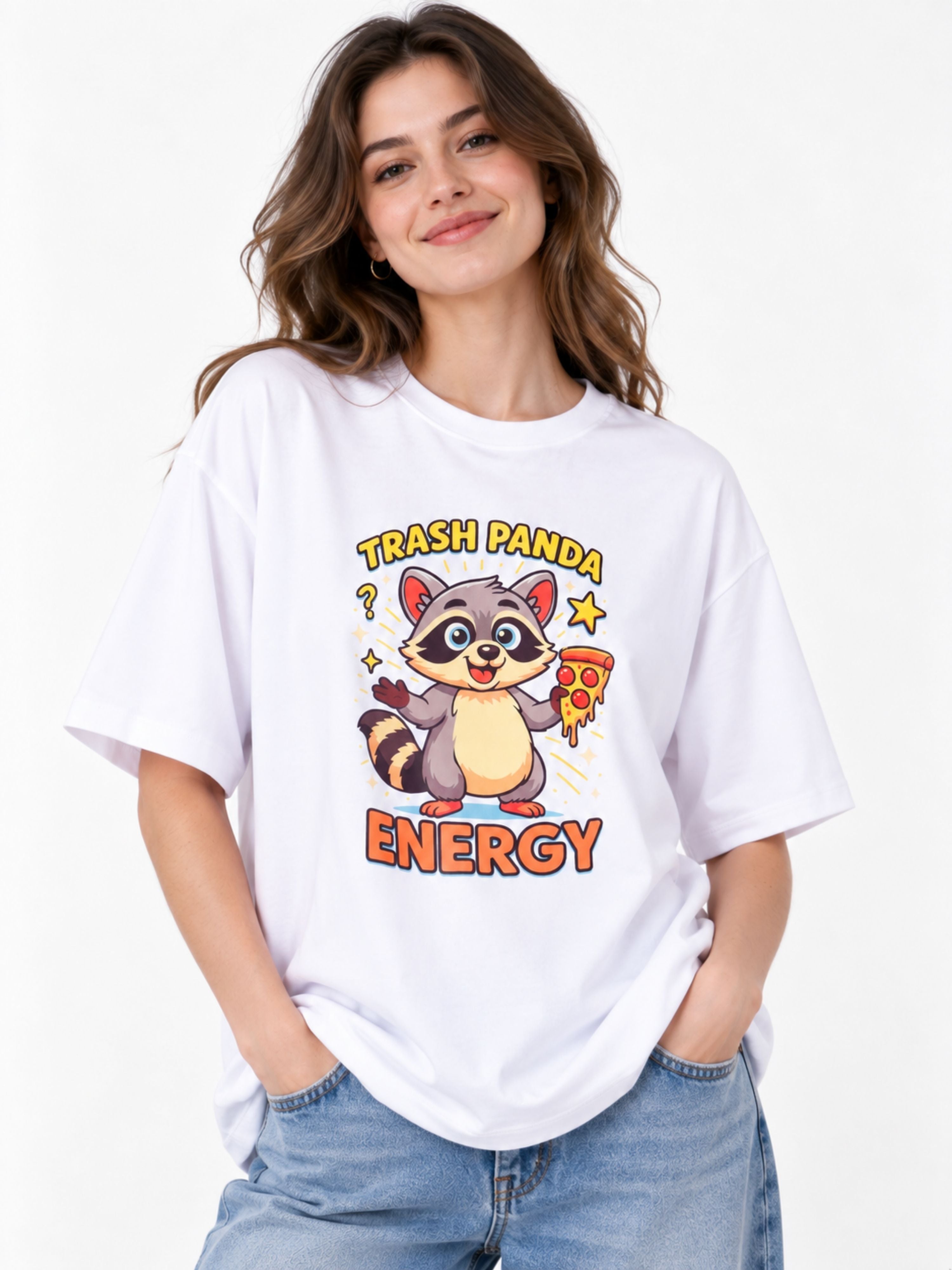 Trash Panda Energy | Raccoon Animal Archetype Oversized T-Shirt For Women