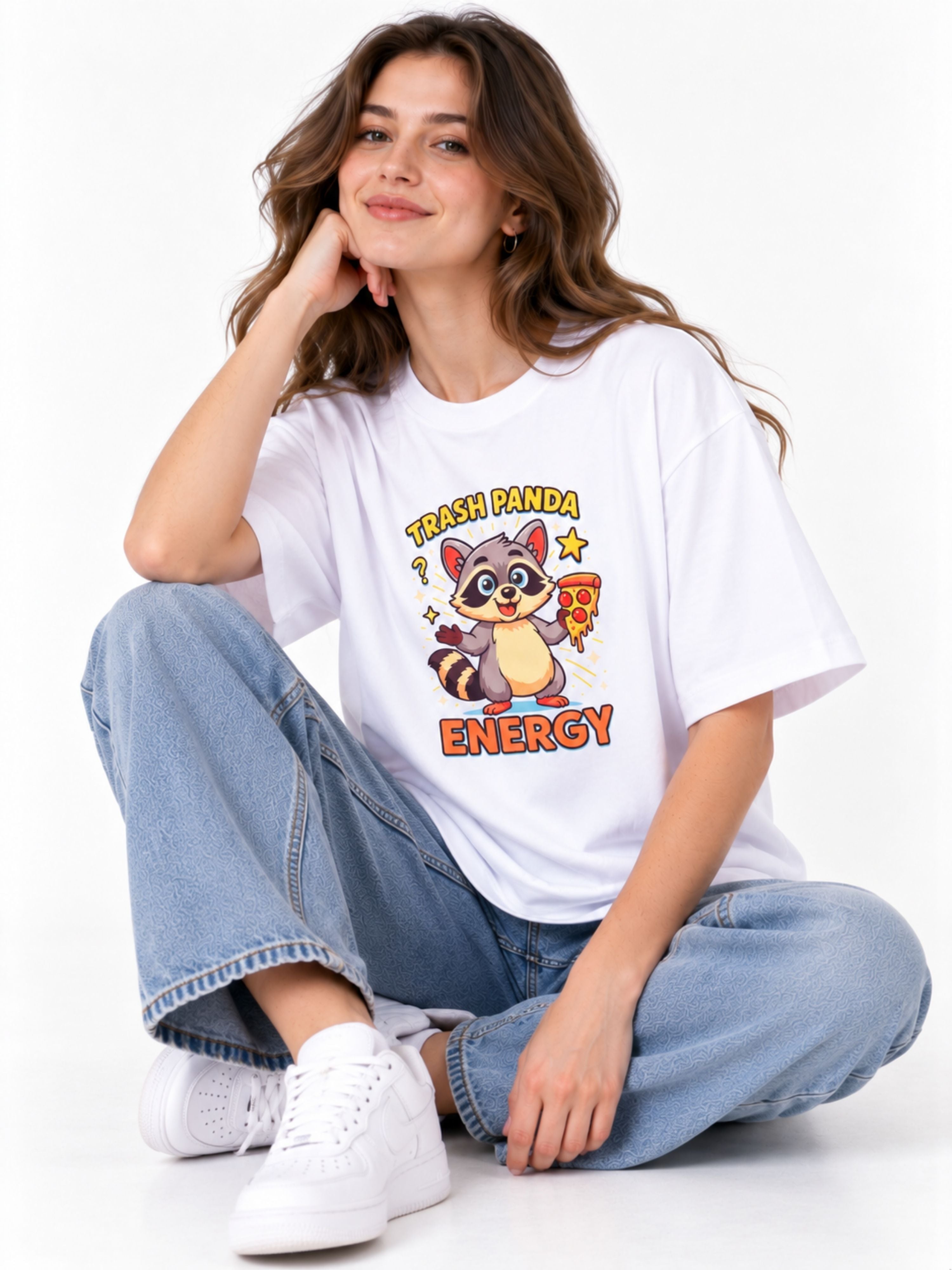 Trash Panda Energy | Raccoon Animal Archetype Oversized T-Shirt For Women