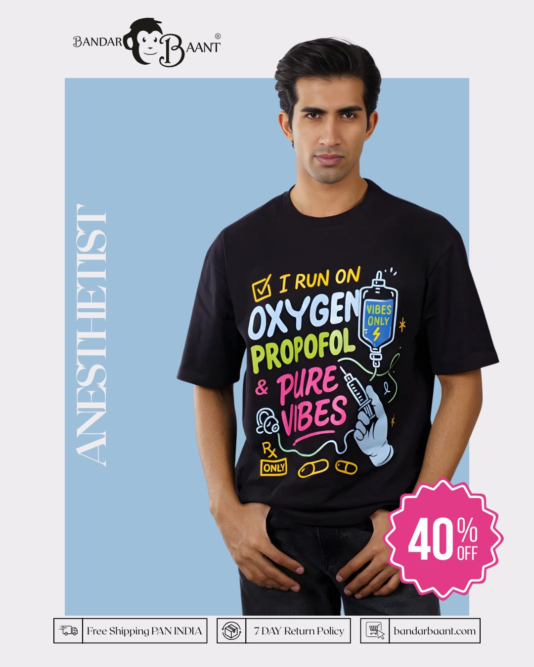 Anesthetist | I Run on Oxygen, Propofol & Pure Vibes. | Oversized fit Tshirt