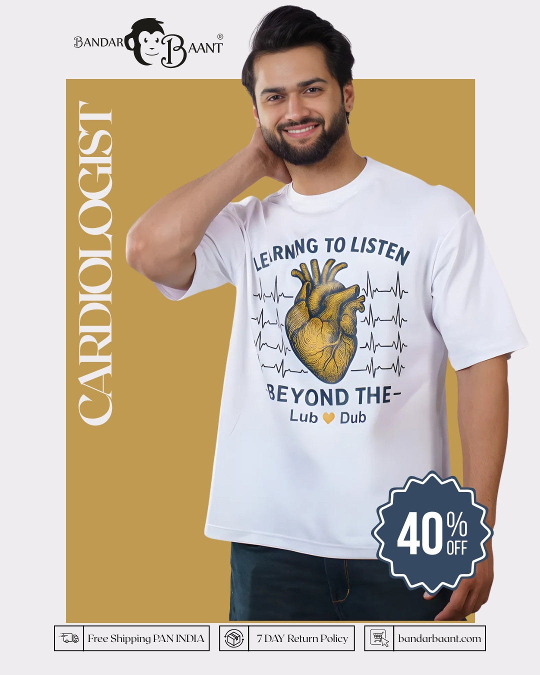 Cardiologist | Learning to Listen Beyond the Lub-Dub | Oversized fit Tshirt