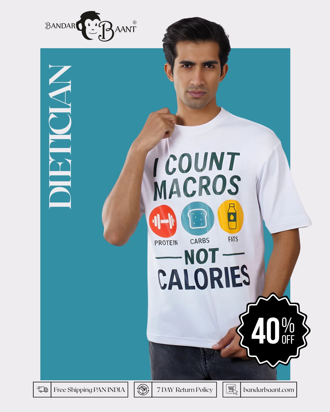 Dietician | I count macros, not calories | Oversized fit Tshirt