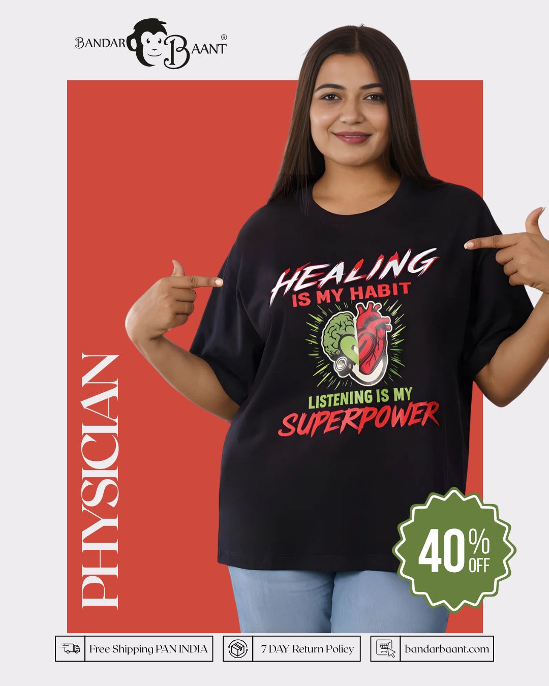 Physician | Healing Is My Habit. Listening Is My Superpower. | Oversized fit Tshirt