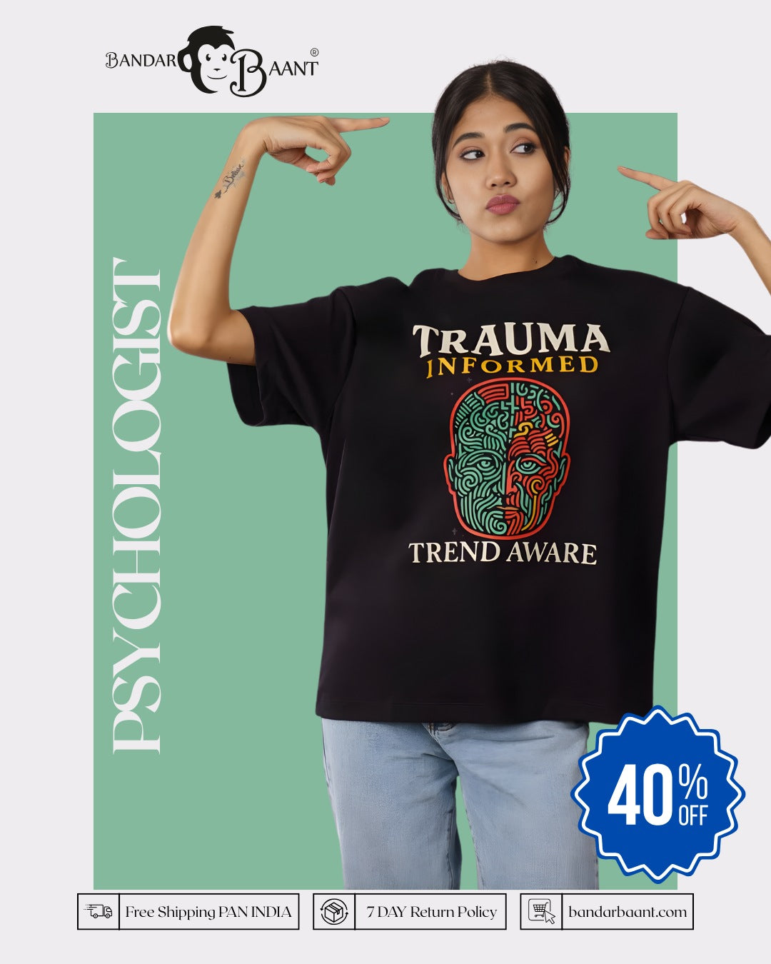 Psychologist | Trauma informed and trend aware | Oversized fit Tshirt