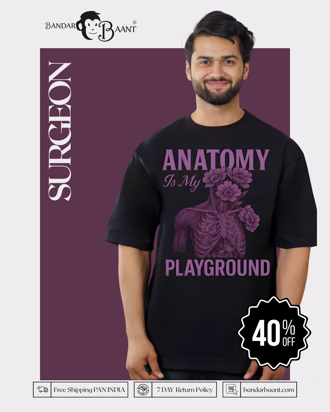Surgeon | Anatomy Is My Playground | Oversized fit Tshirt