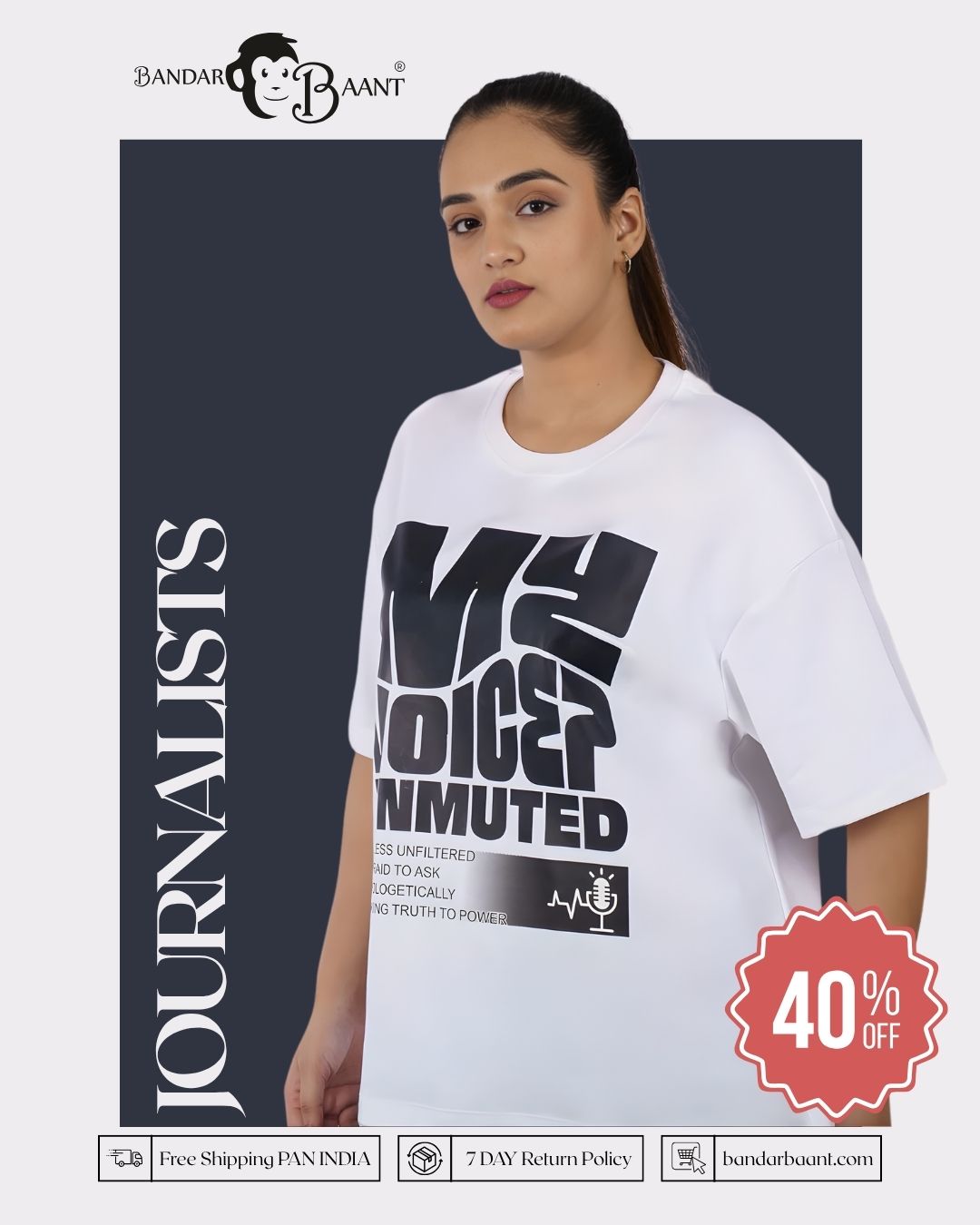 Journalists | My voice? Unmuted | Oversized fit Tshirt