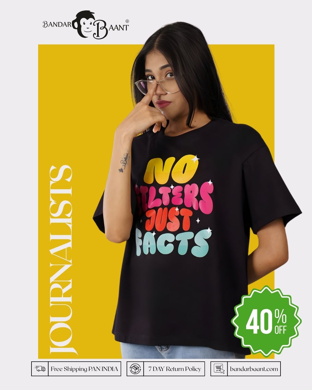 Journalists | No filters. Just facts | Oversized fit Tshirt