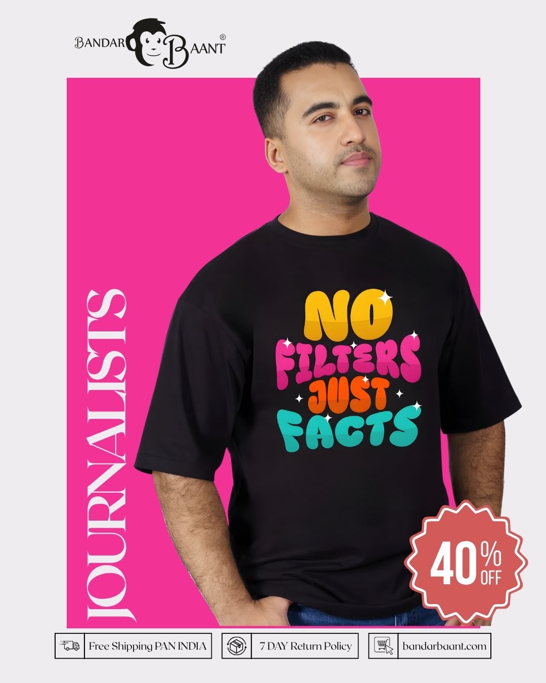 Journalists | No filters. Just facts | Oversized fit Tshirt