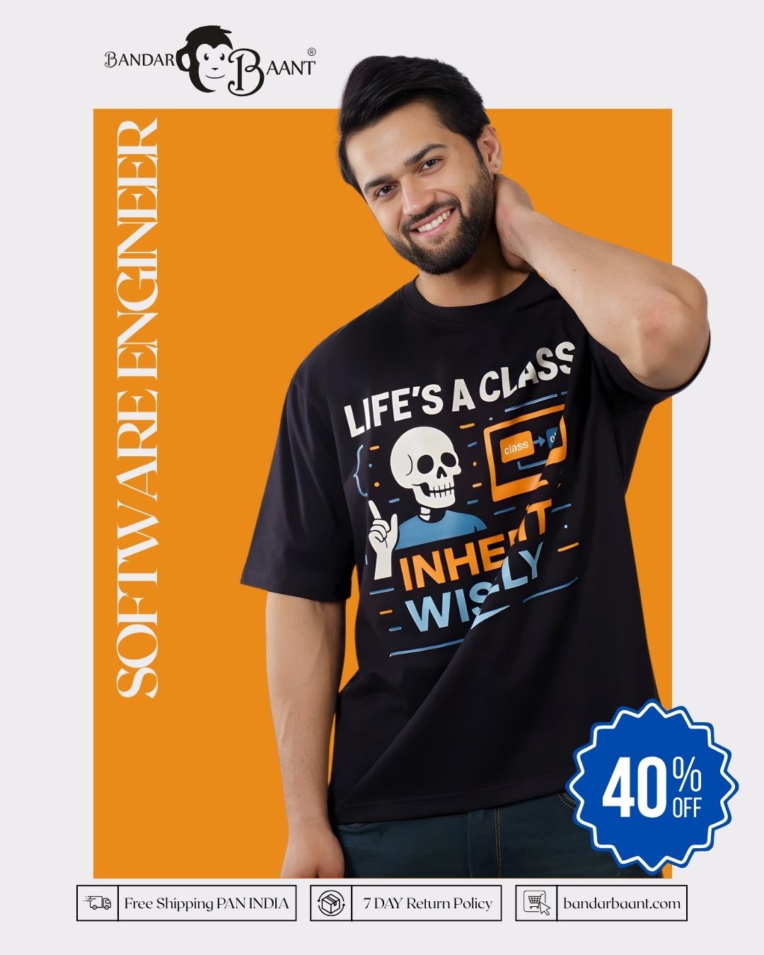Software Engineer | Life’s a class. Inherit wisely. | Oversized fit Tshirt