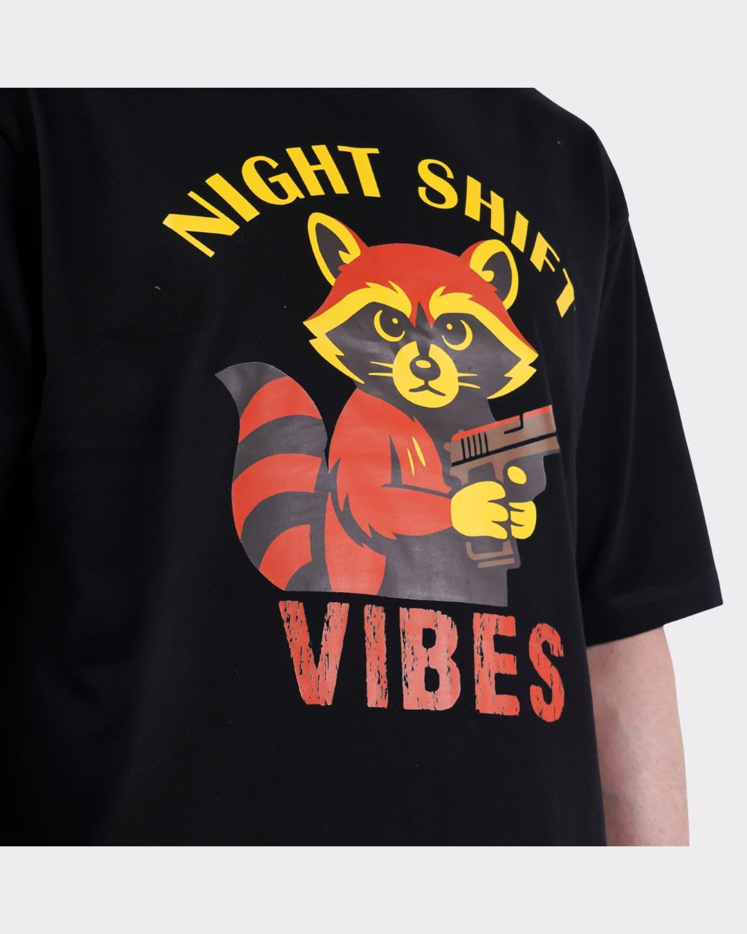 Night Shift Vibes | Raccoon Animal Archetype Oversized T-Shirt