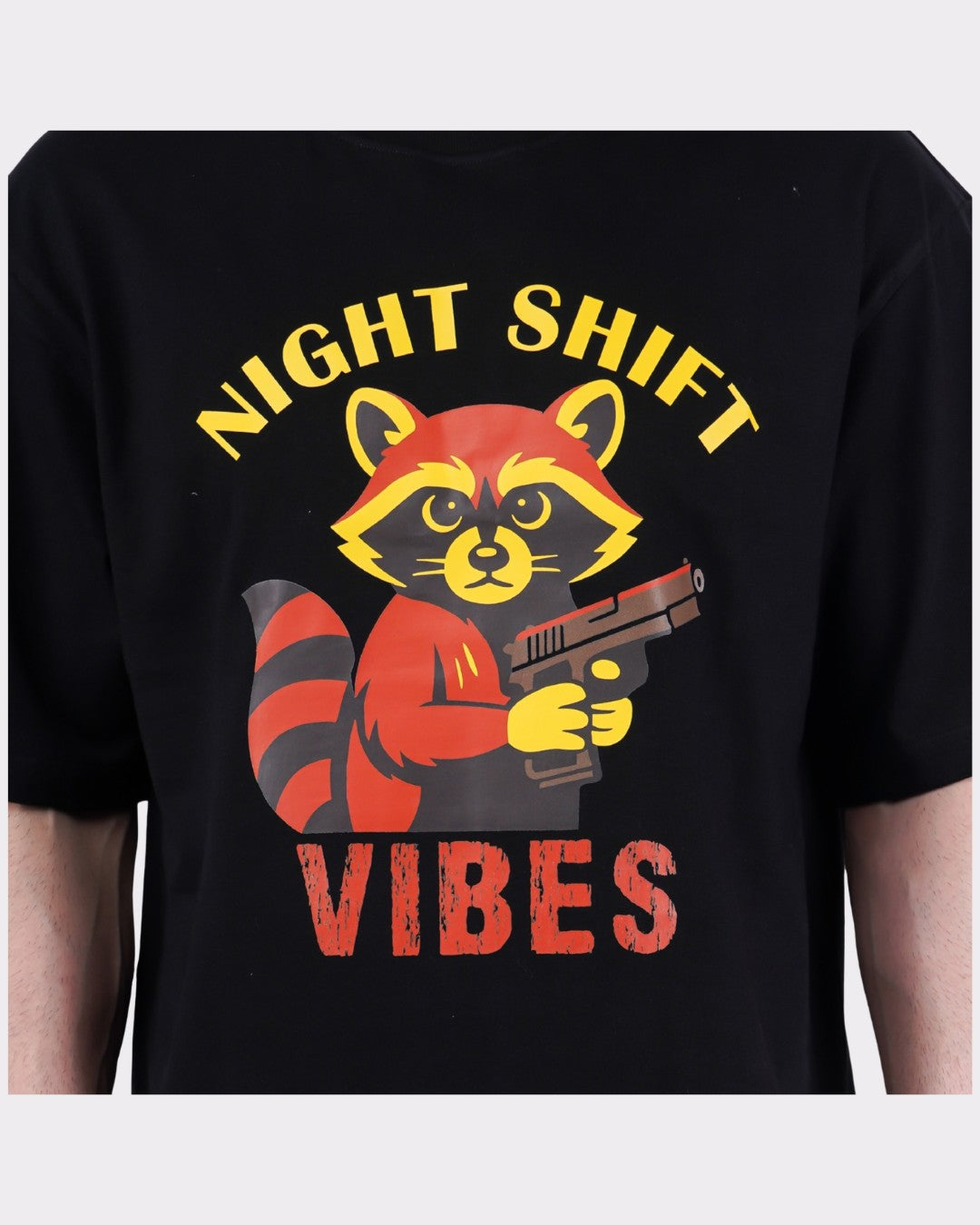 Night Shift Vibes | Raccoon Animal Archetype Oversized T-Shirt