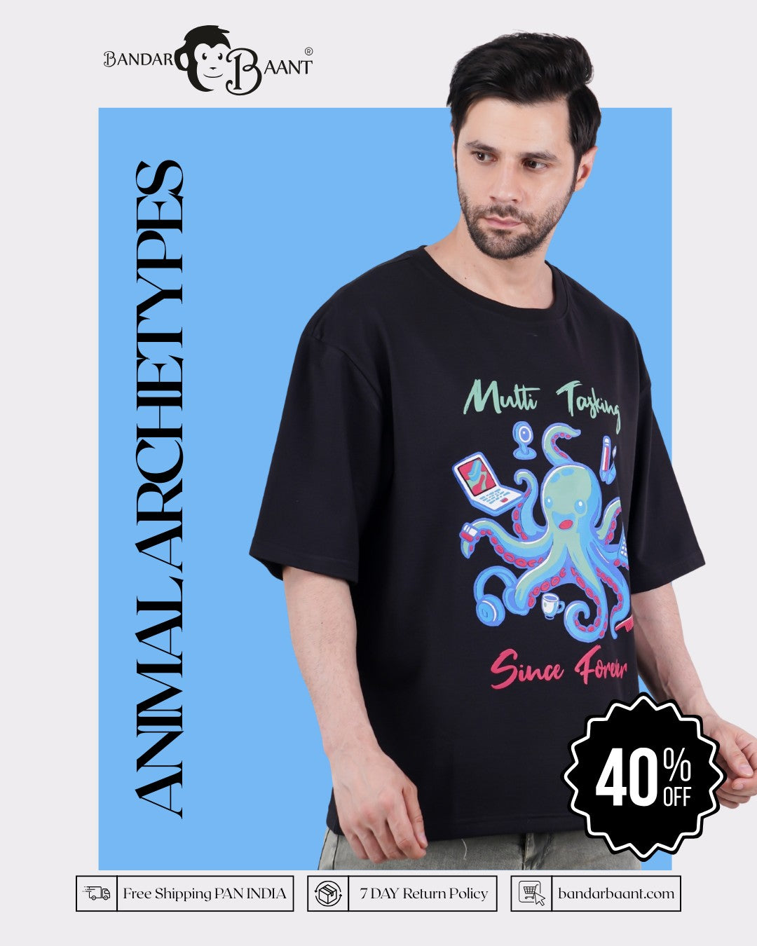 Multitasking Since Forever | Octopus Animal Archetype Oversized T-Shirt