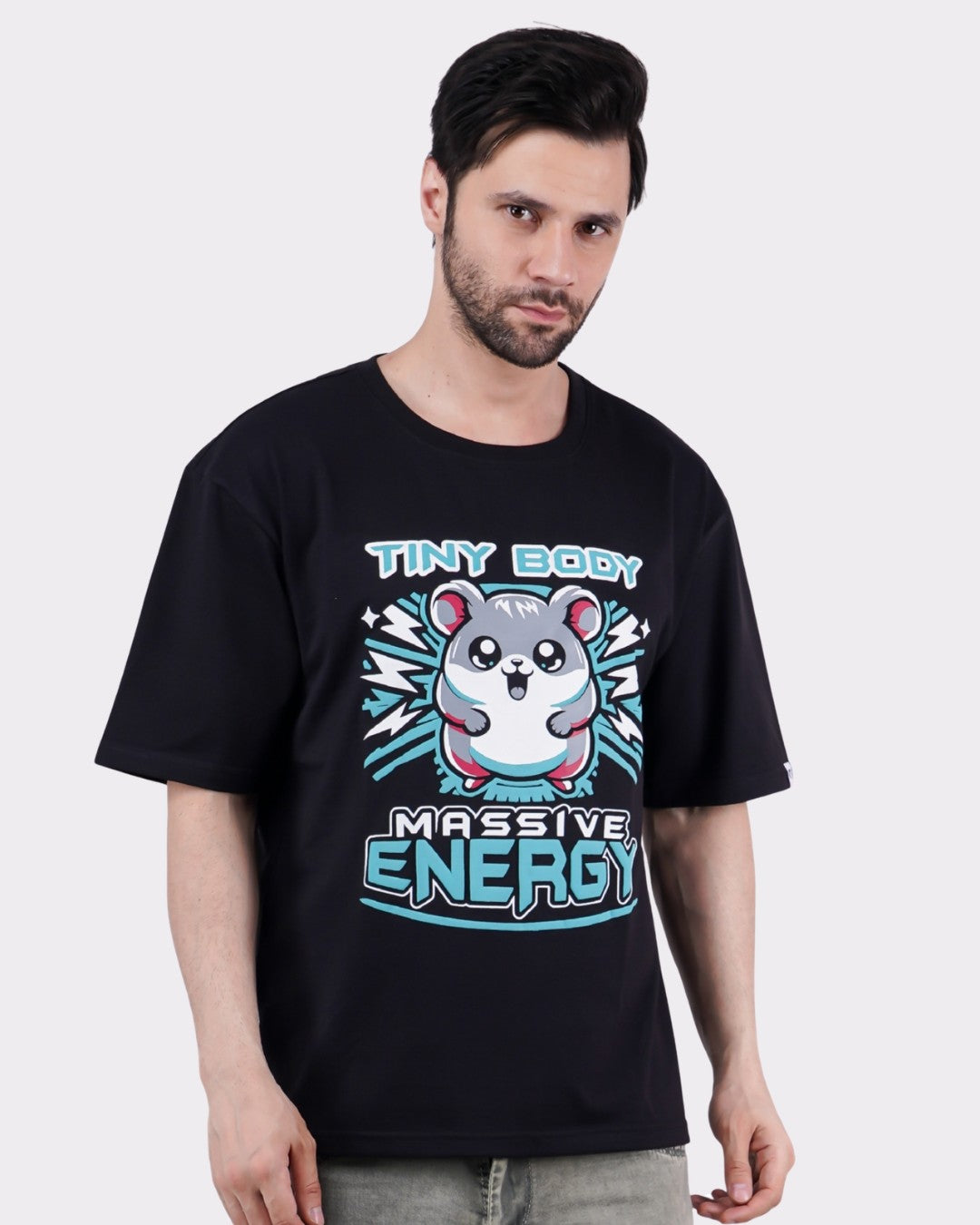 Tiny Body Massive Energy | Hamster Animal Archetype Oversized T-Shirt