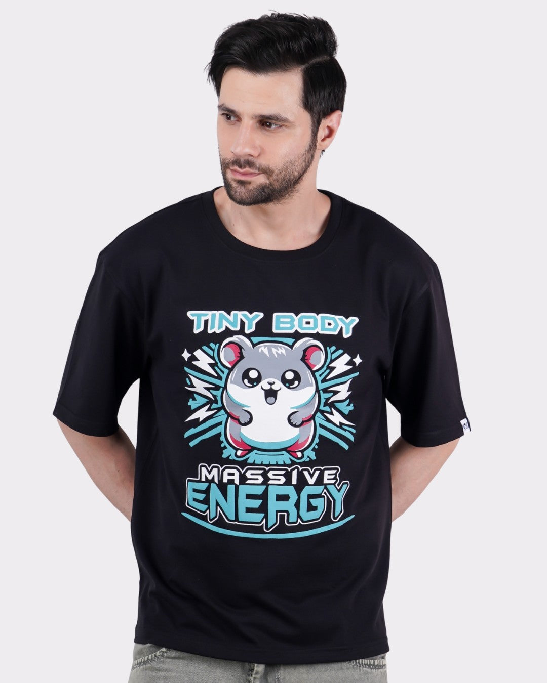 Tiny Body Massive Energy | Hamster Animal Archetype Oversized T-Shirt