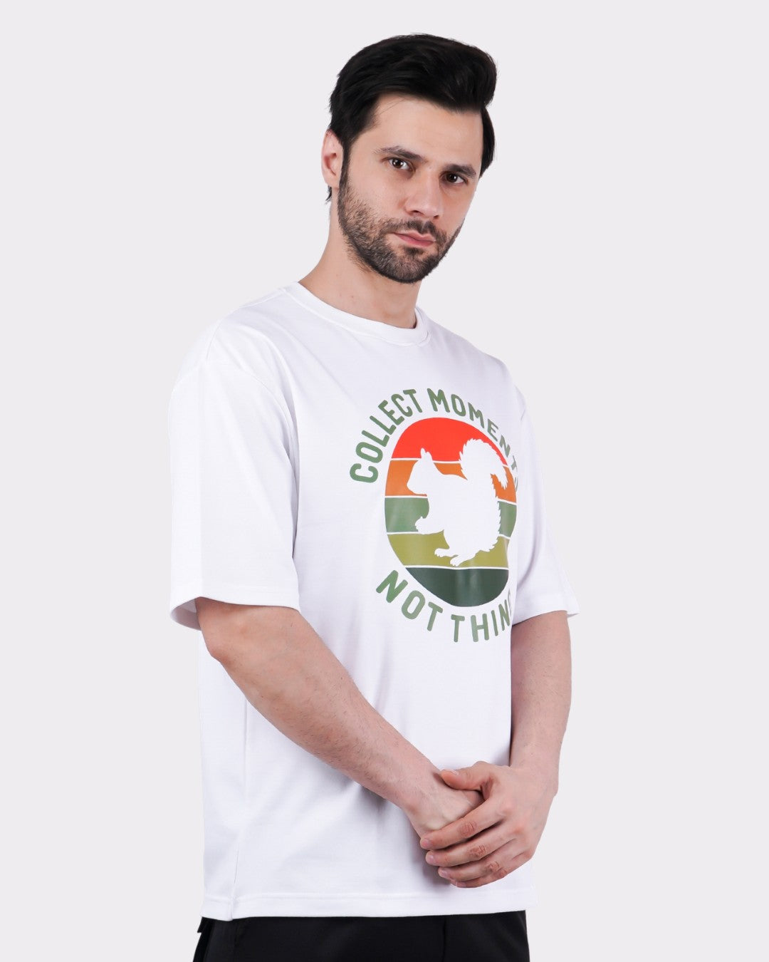 Collect Moments Not Things | Squirrel Animal Archetype Oversized T-Shirt