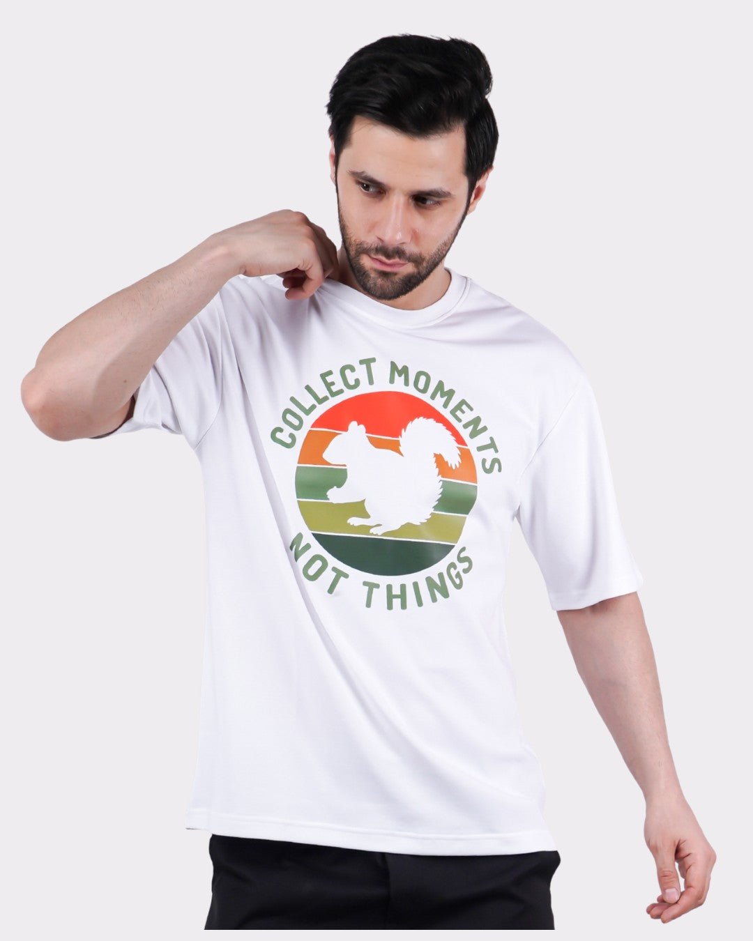 Collect Moments Not Things | Squirrel Animal Archetype Oversized T-Shirt