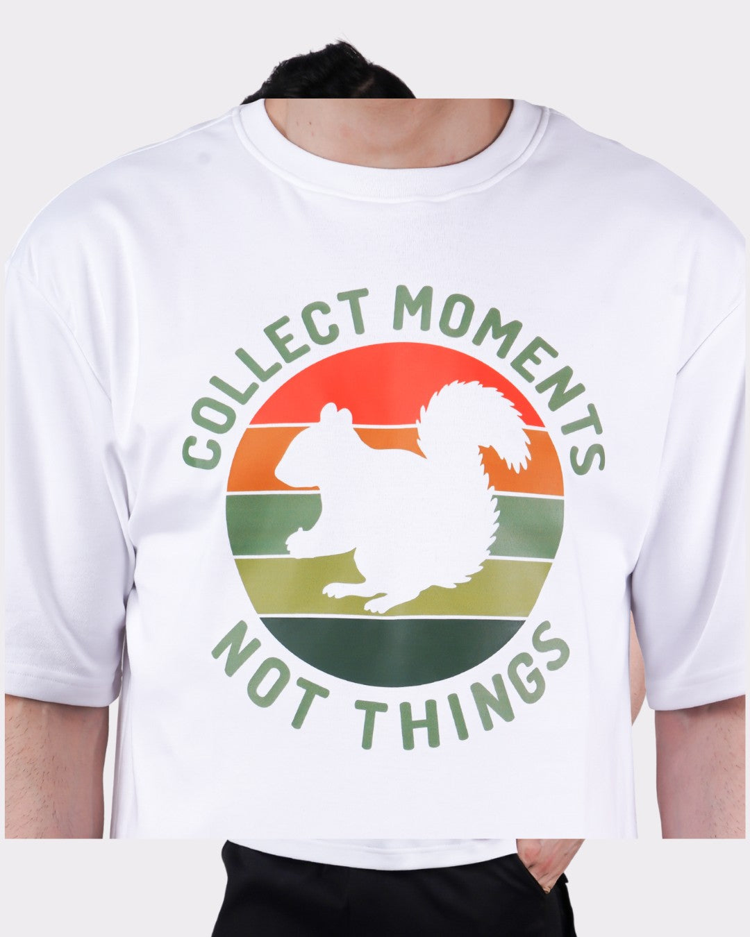 Collect Moments Not Things | Squirrel Animal Archetype Oversized T-Shirt