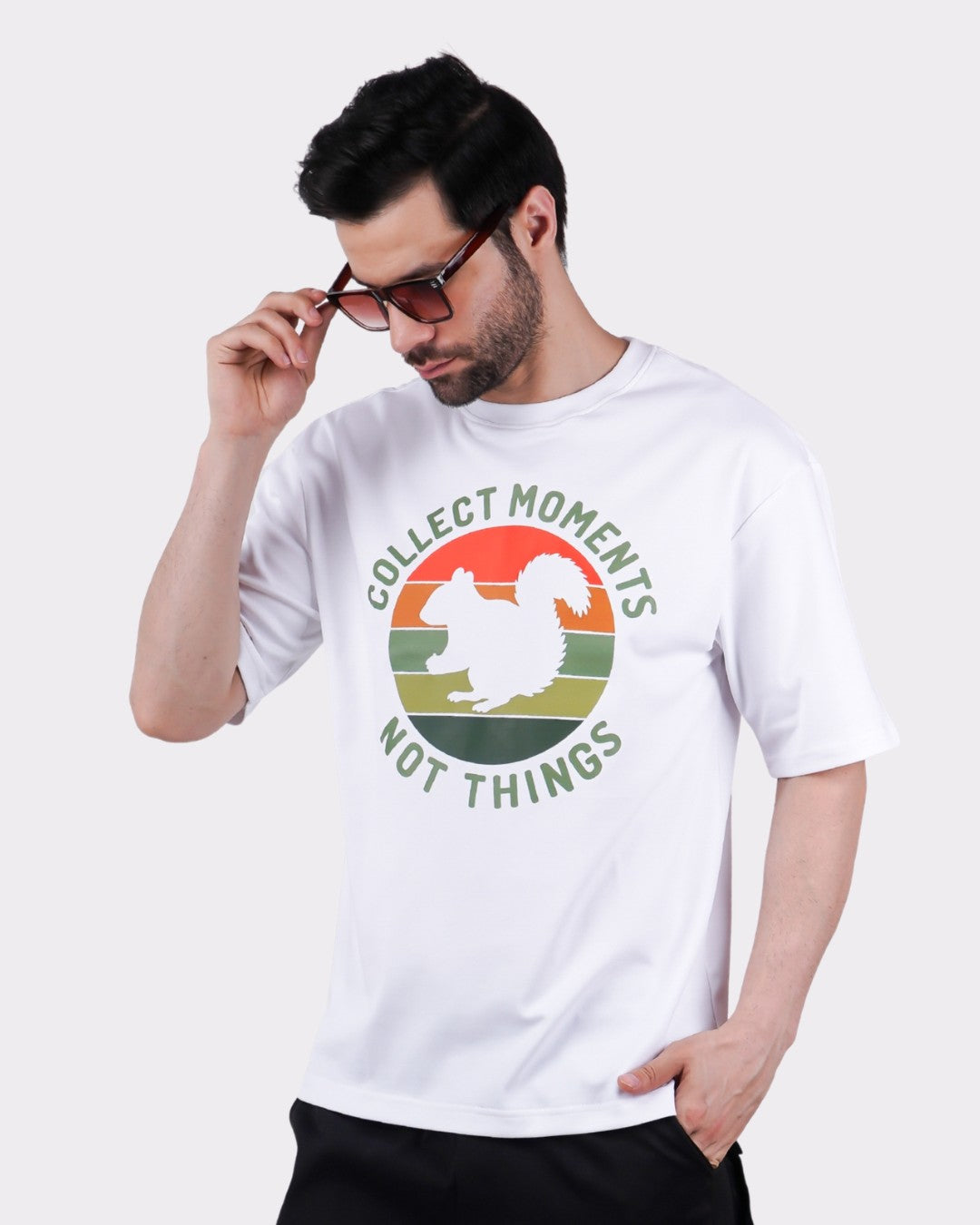 Collect Moments Not Things | Squirrel Animal Archetype Oversized T-Shirt
