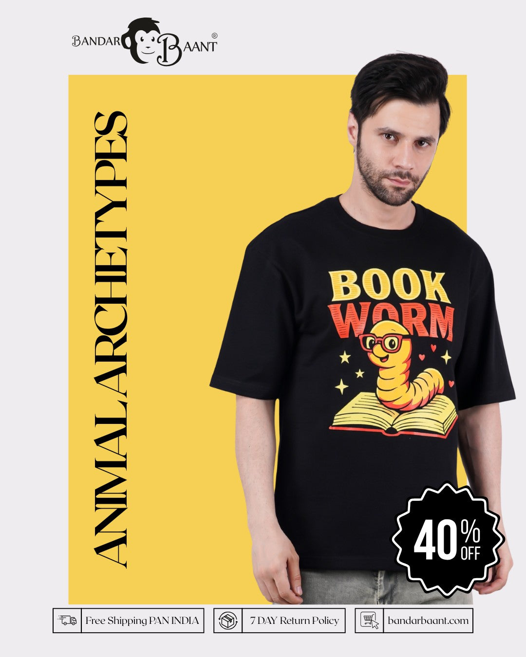 Book Worm | Animal Archetypes Oversized T-Shirt