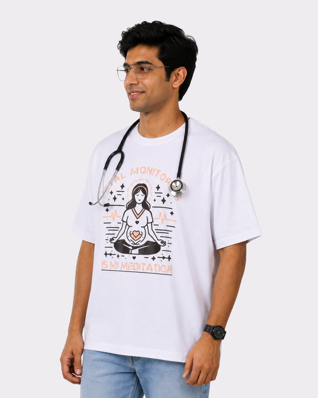 Gynaecologist | Fetal Monitoring Is My Meditation | Oversized Trendy T-shirt For Men