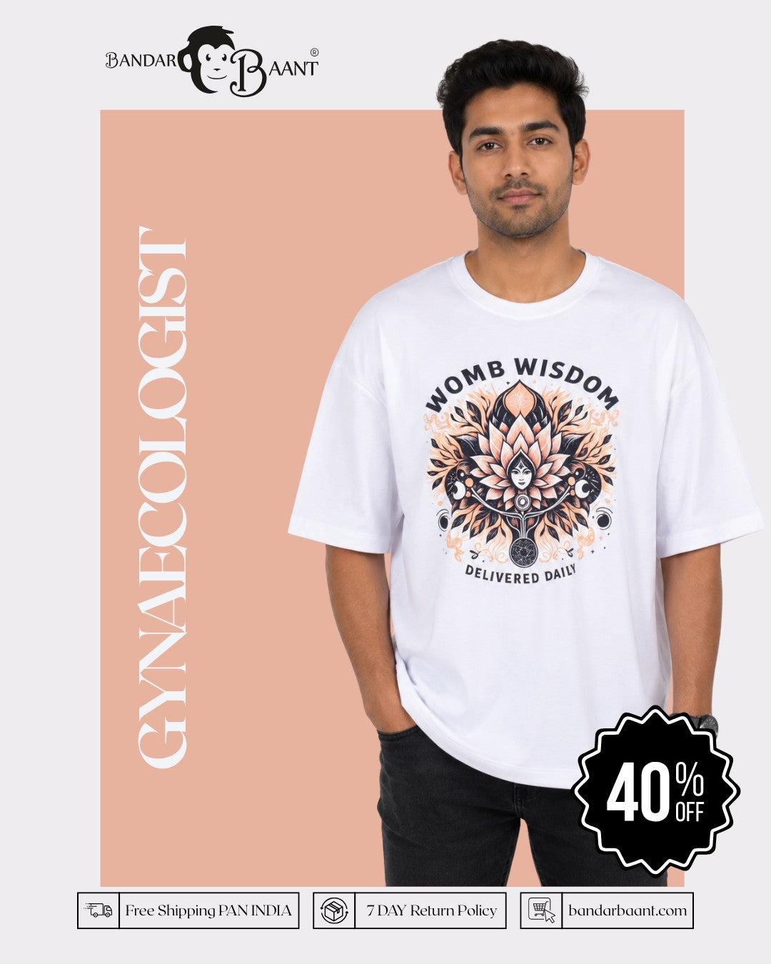 Gynaecologist | Womb Wisdom, Delivered Daily | Oversized Quote Tshirt For Men