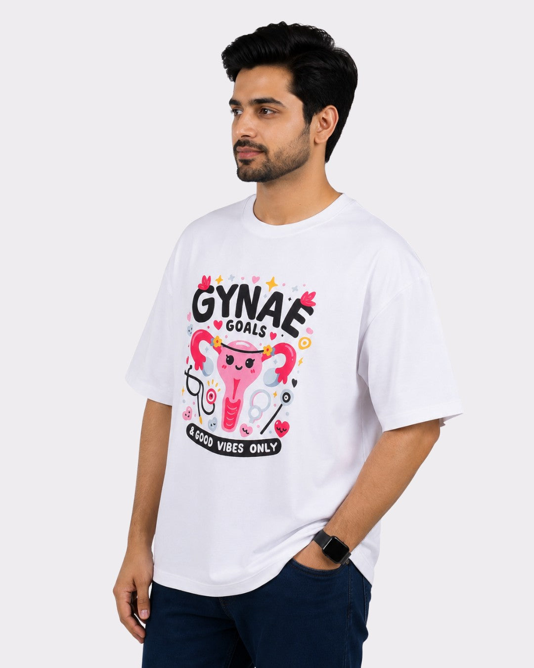 Gynaecologist | Gynae Goals & Good Vibes Only | Oversized Graphic Tshirt For Men