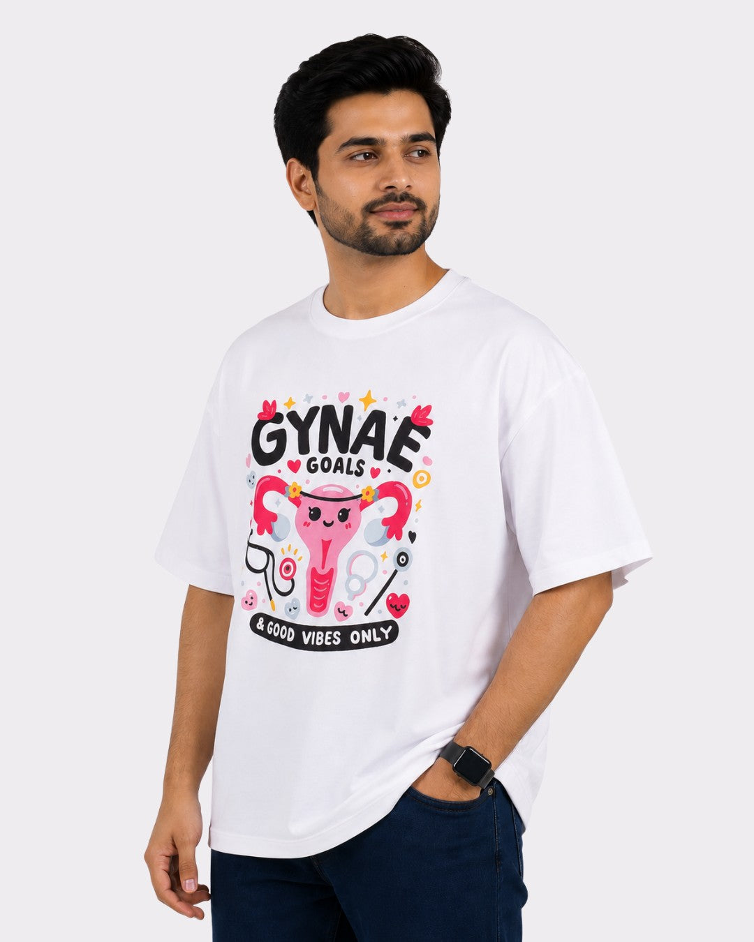 Gynaecologist | Gynae Goals & Good Vibes Only | Oversized Graphic Tshirt For Men