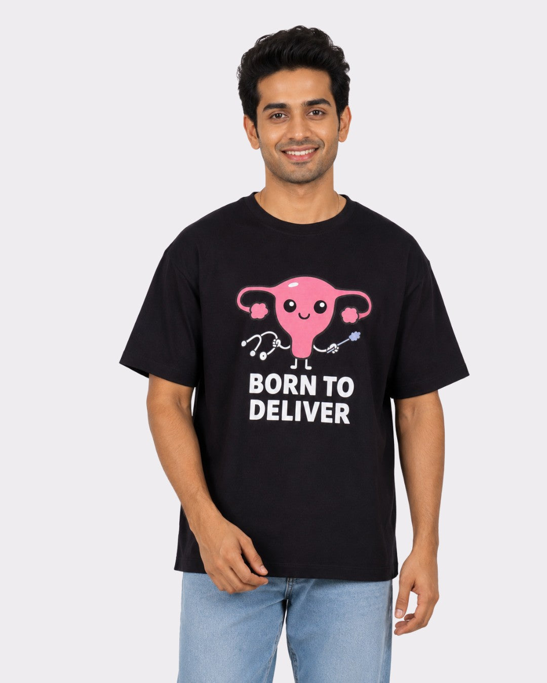 Gynaecologist | Born To Deliver | Oversized Trendy Graphic Tshirt For Men